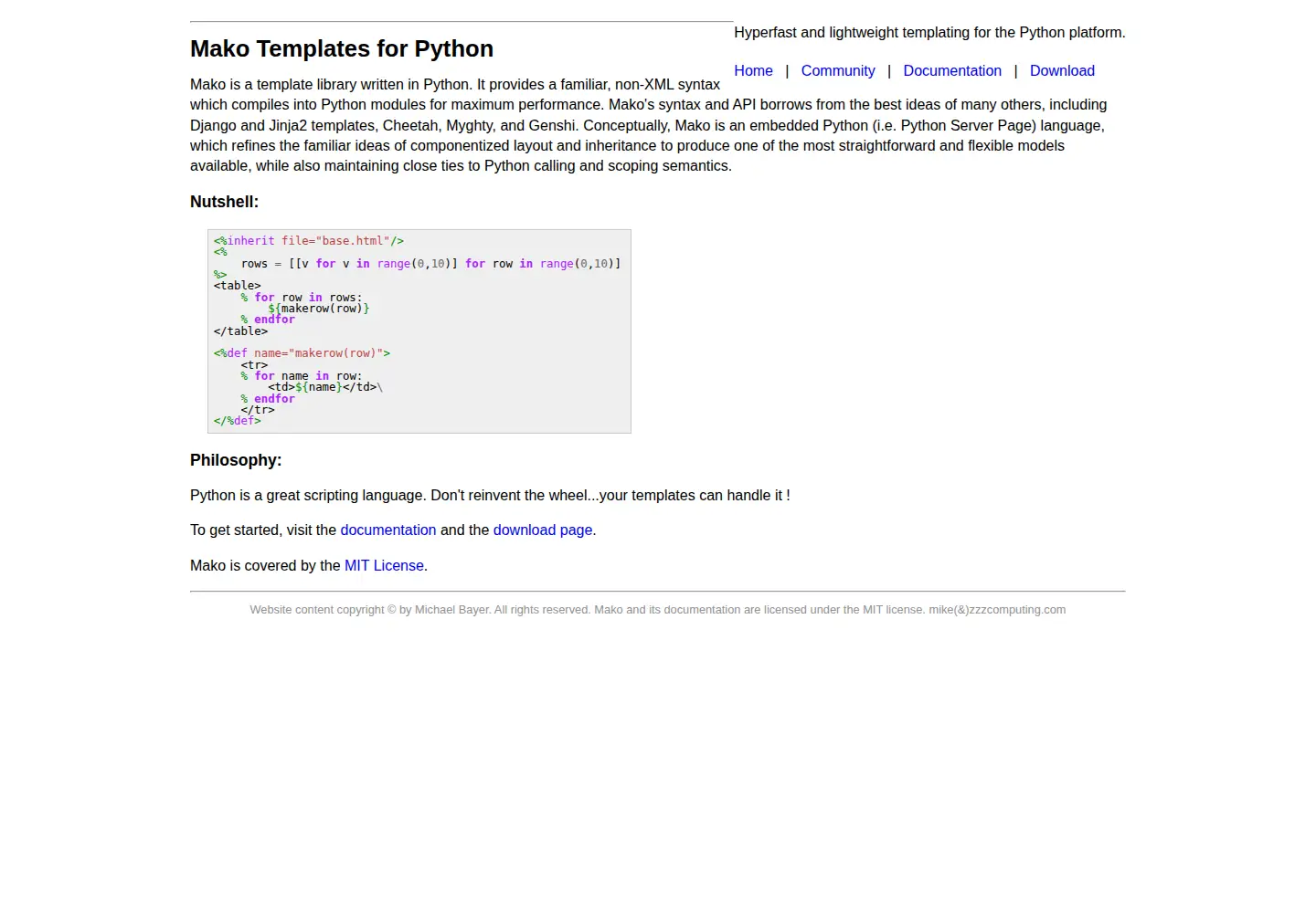 Screenshot of makotemplates.org