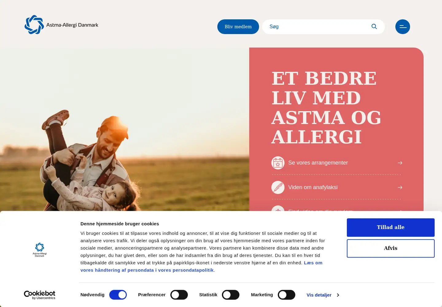 Screenshot of astma-allergi.dk