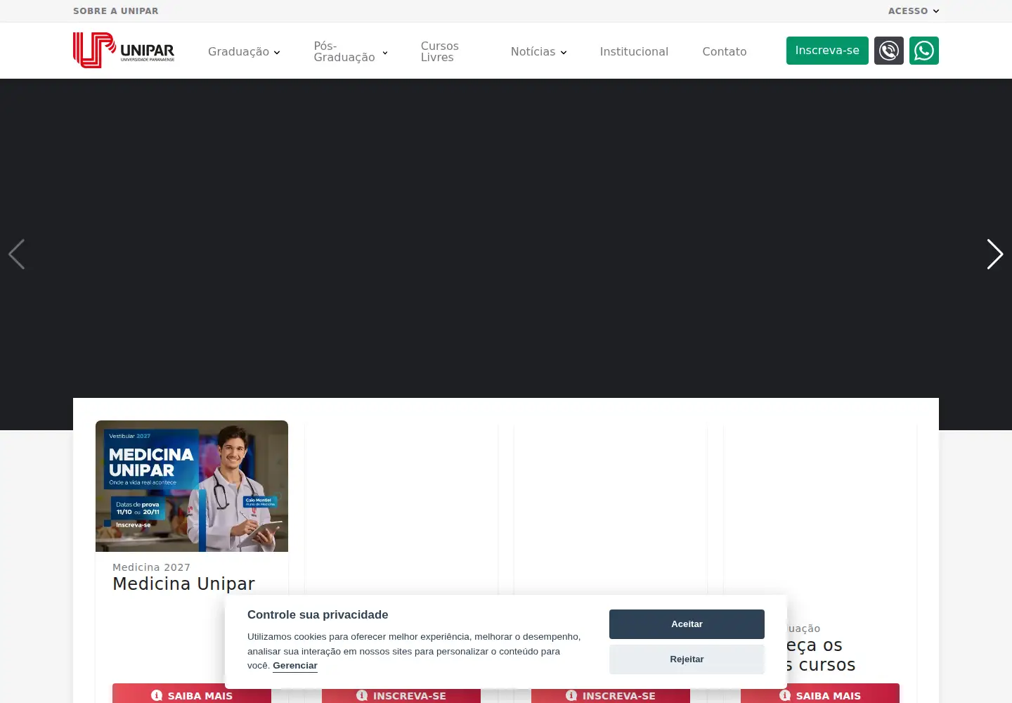 Screenshot of unipar.br