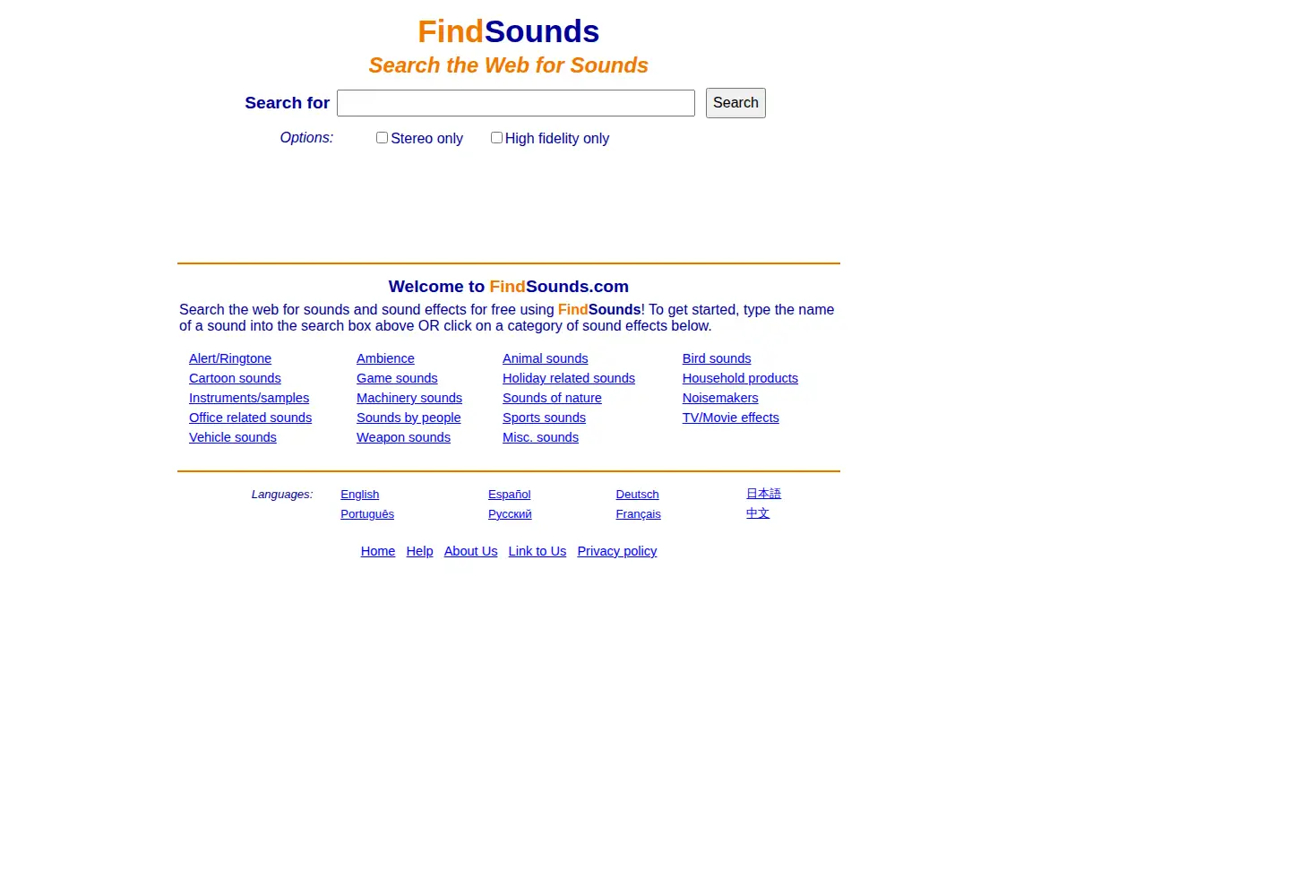 Screenshot of findsounds.com