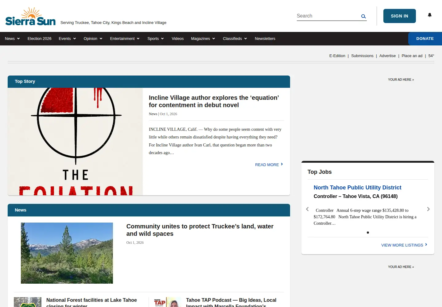 Screenshot of sierrasun.com