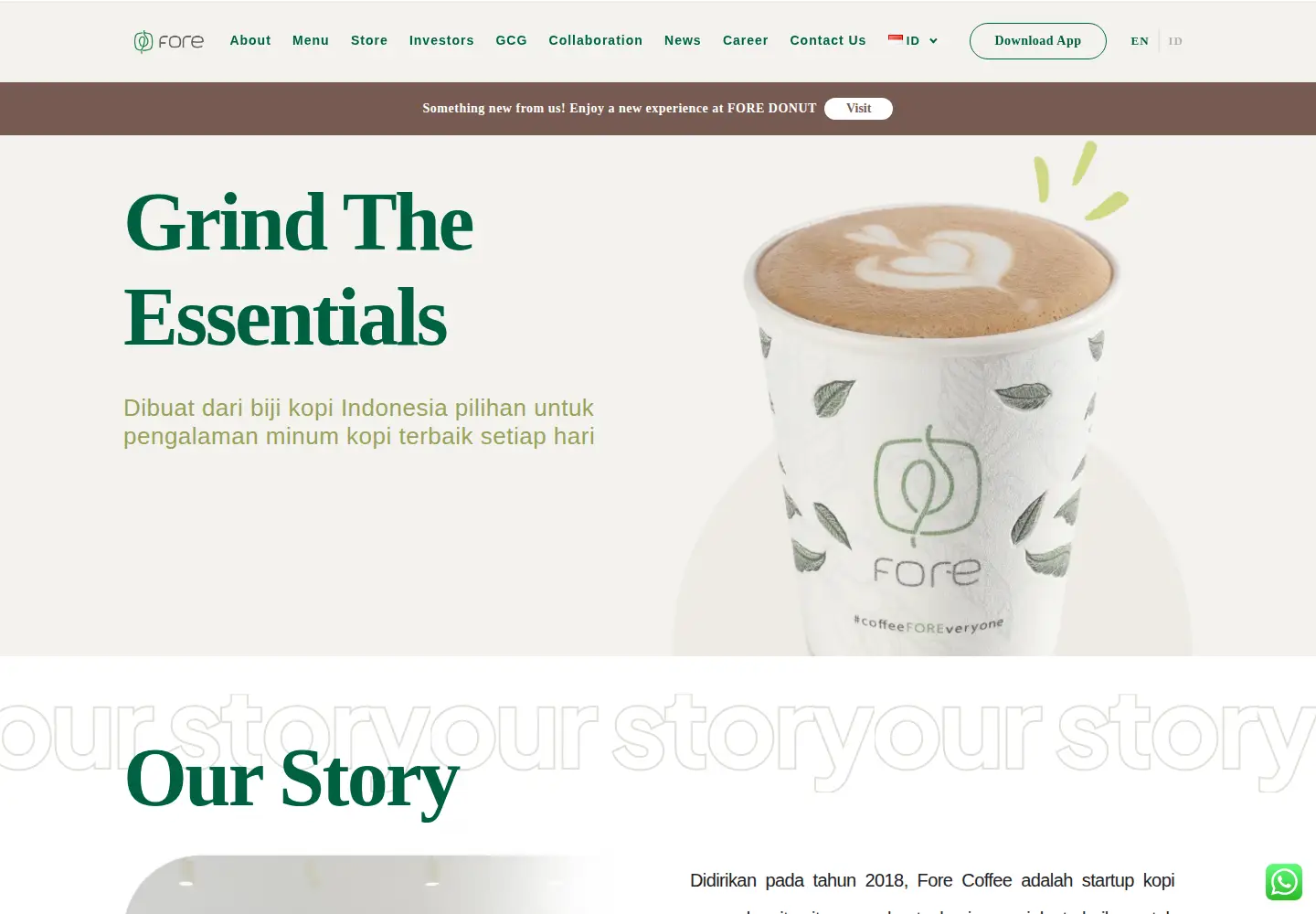 Captured homepage of fore.coffee in the current scan