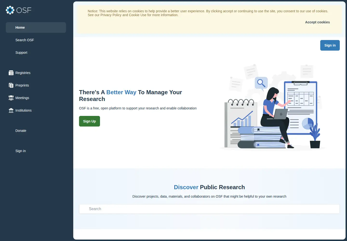 Screenshot of osf.io