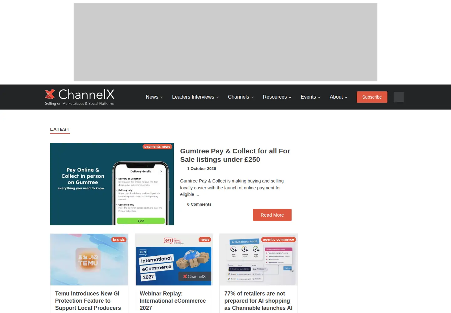 Screenshot of tamebay.com
