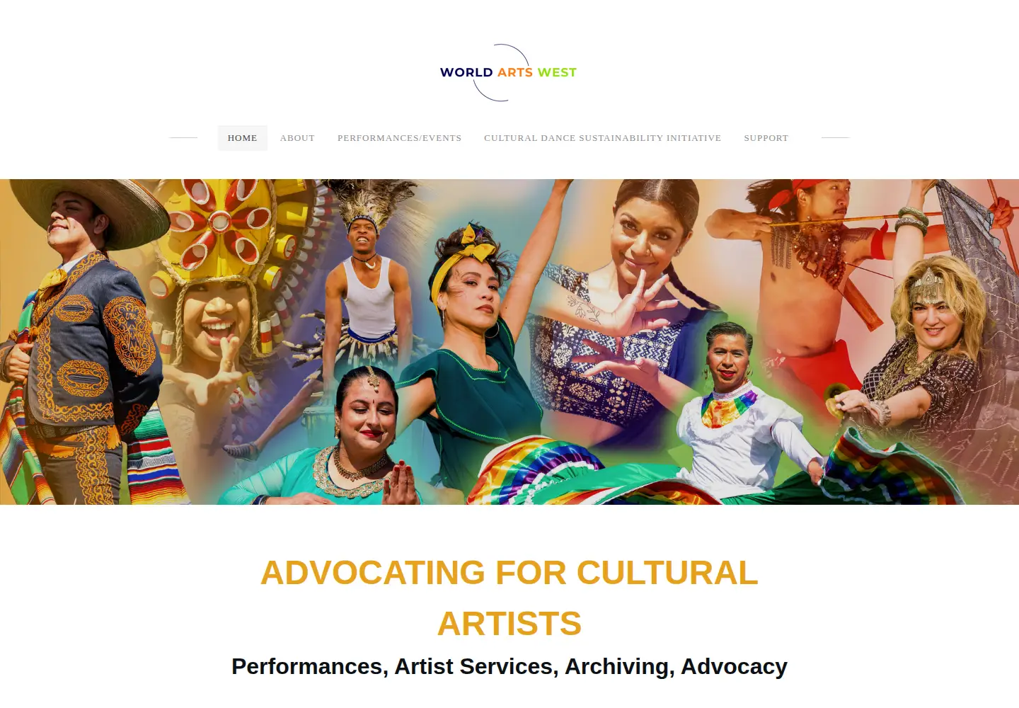 Captured homepage of worldartswest.org in the current scan