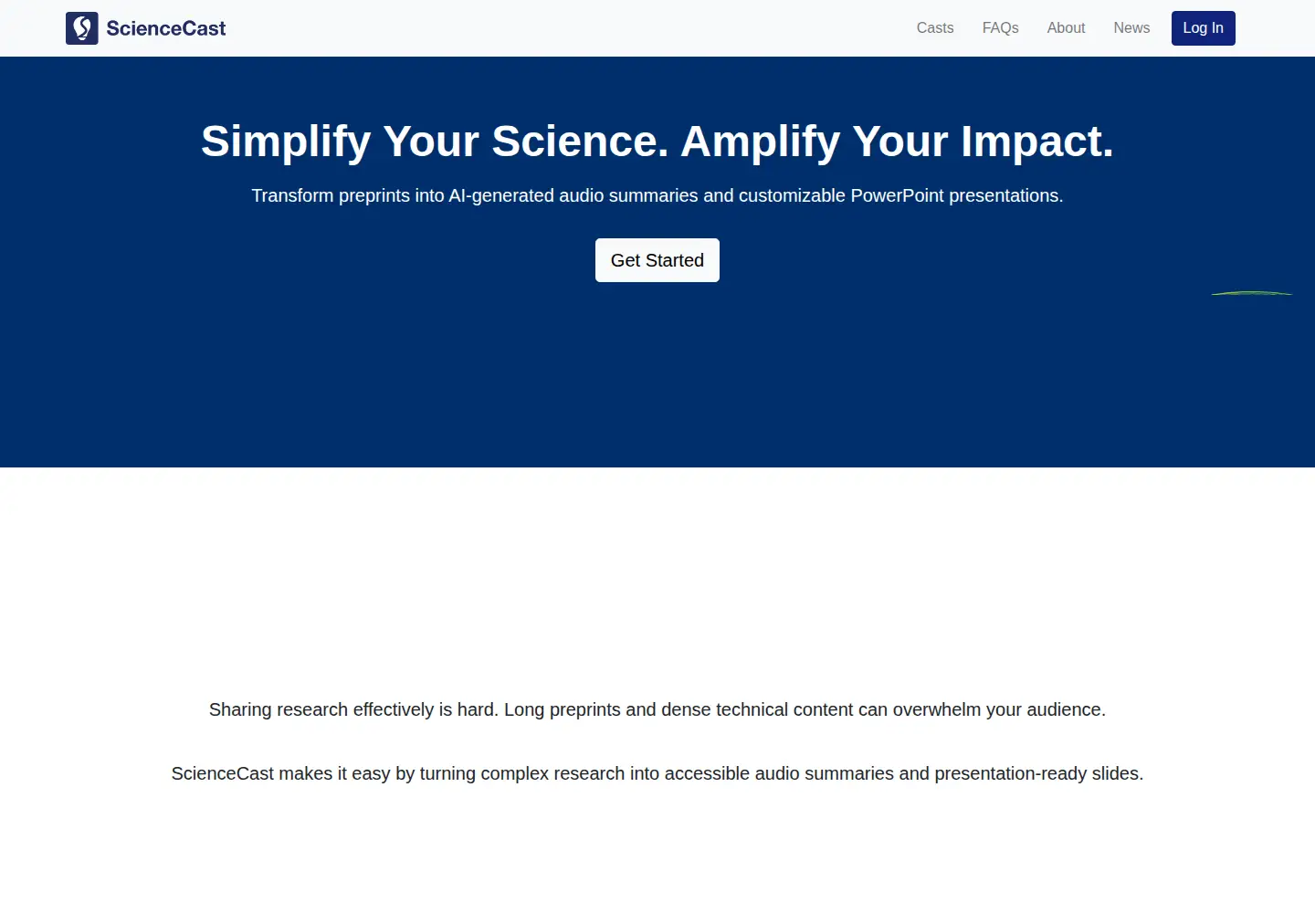 Screenshot of sciencecast.org