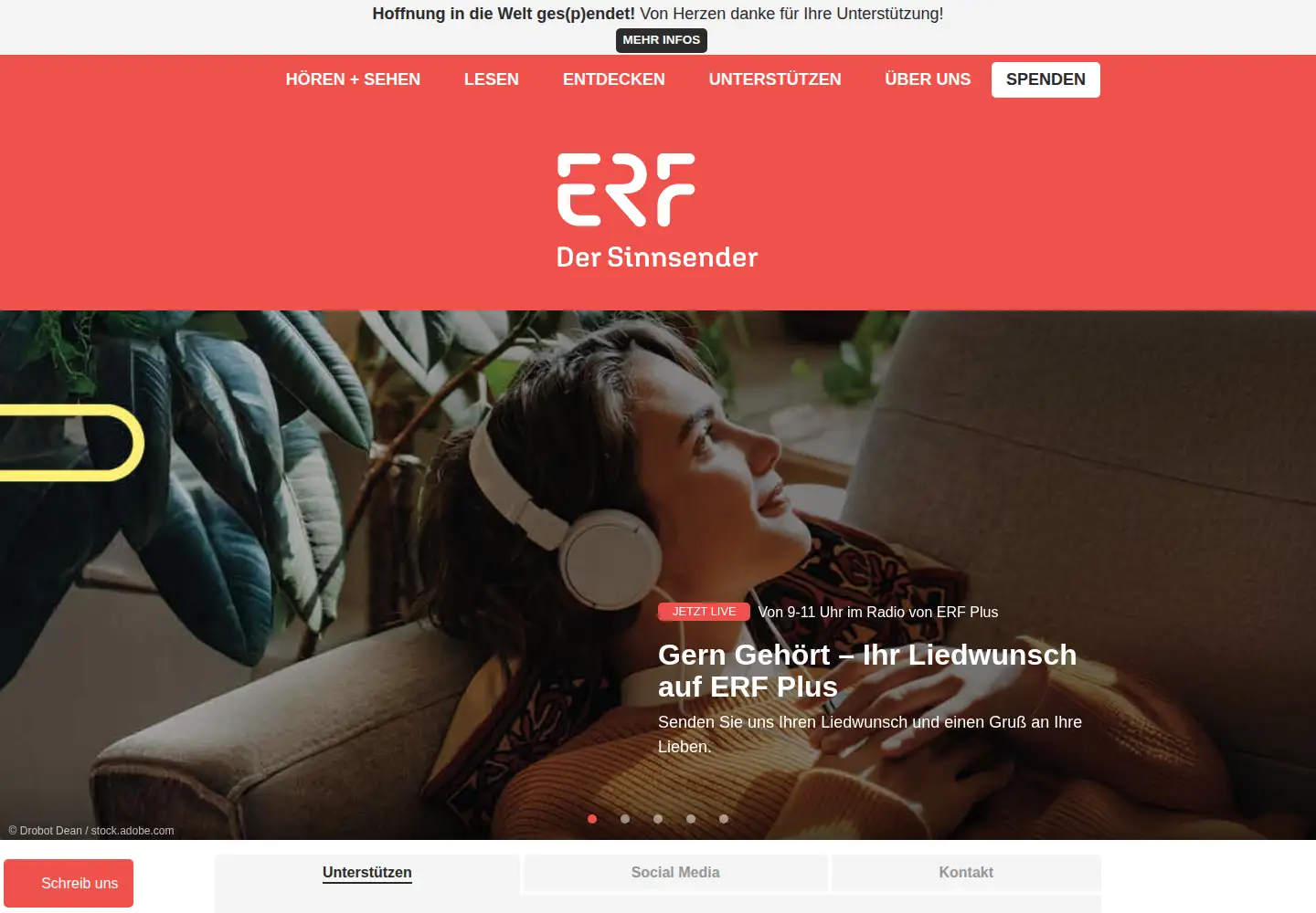 Screenshot of erf.de