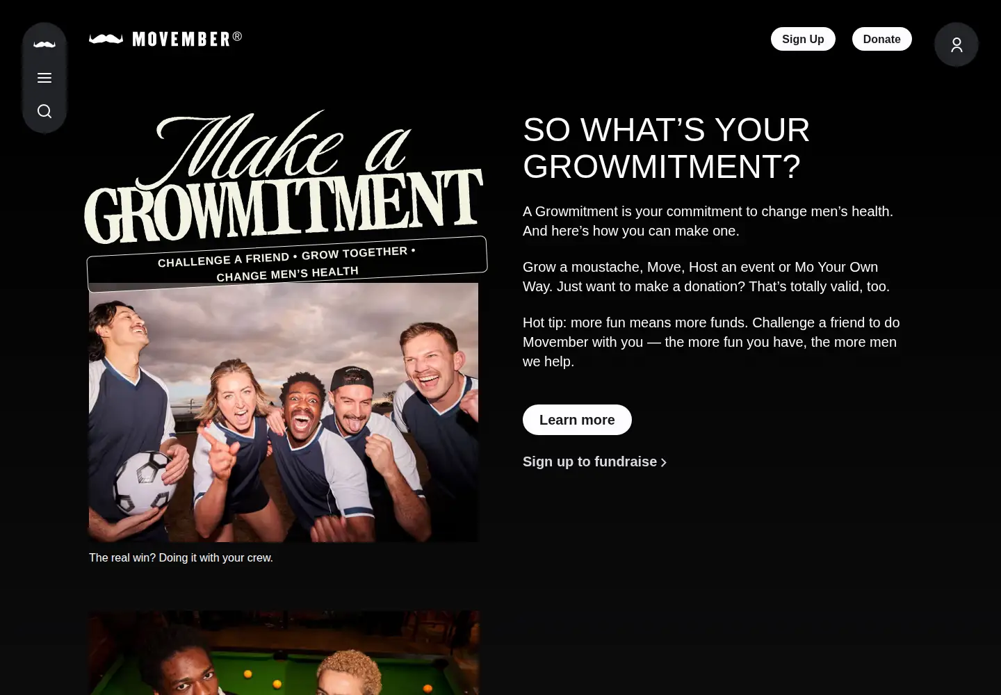 Screenshot of movember.com