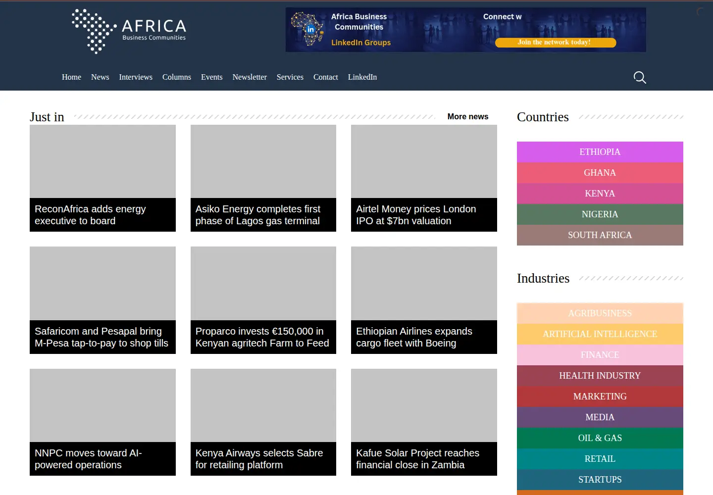Screenshot of africabusinesscommunities.com