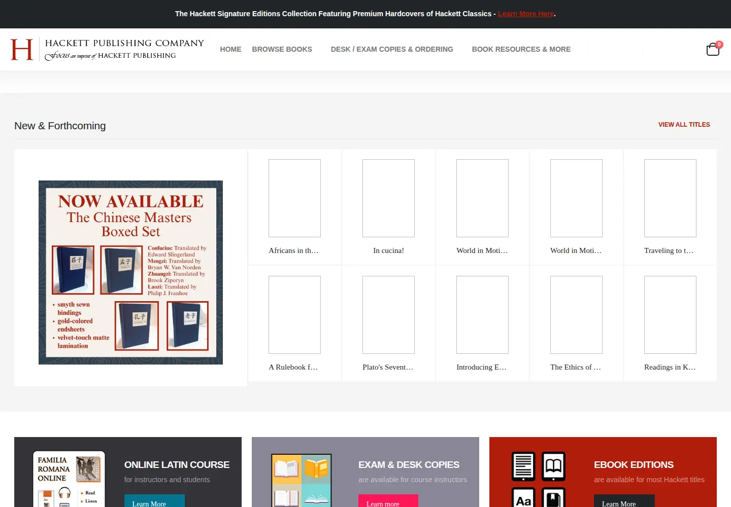 Screenshot of hackettpublishing.com