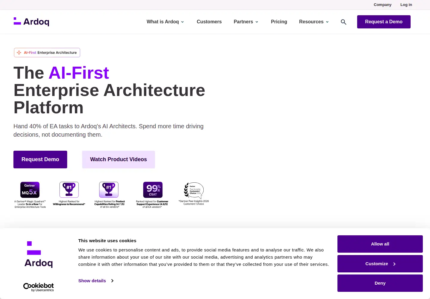 Screenshot of ardoq.com