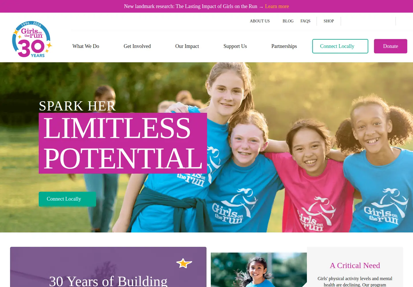 Captured homepage of girlsontherun.org in the current scan