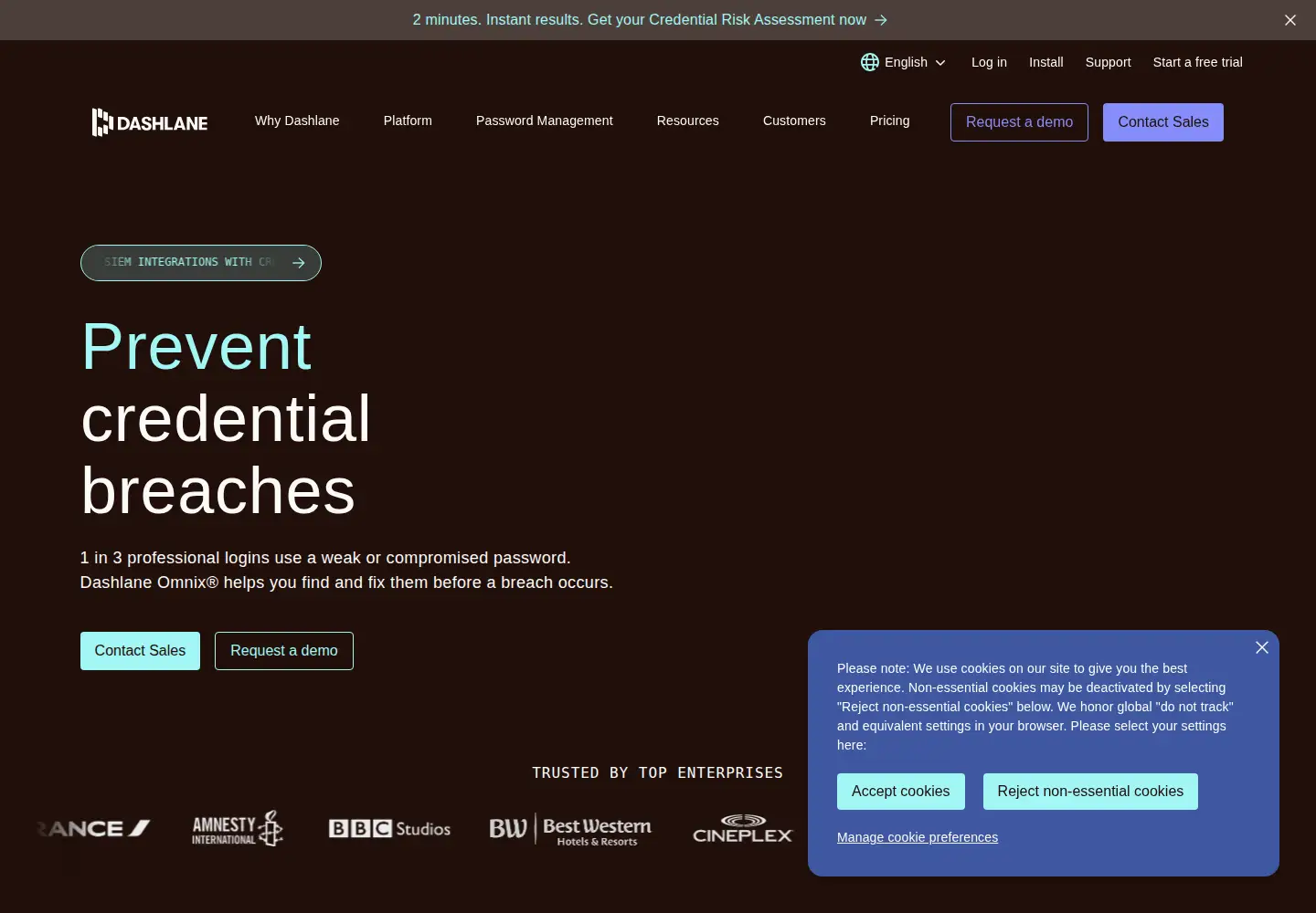 Screenshot of dashlane.com