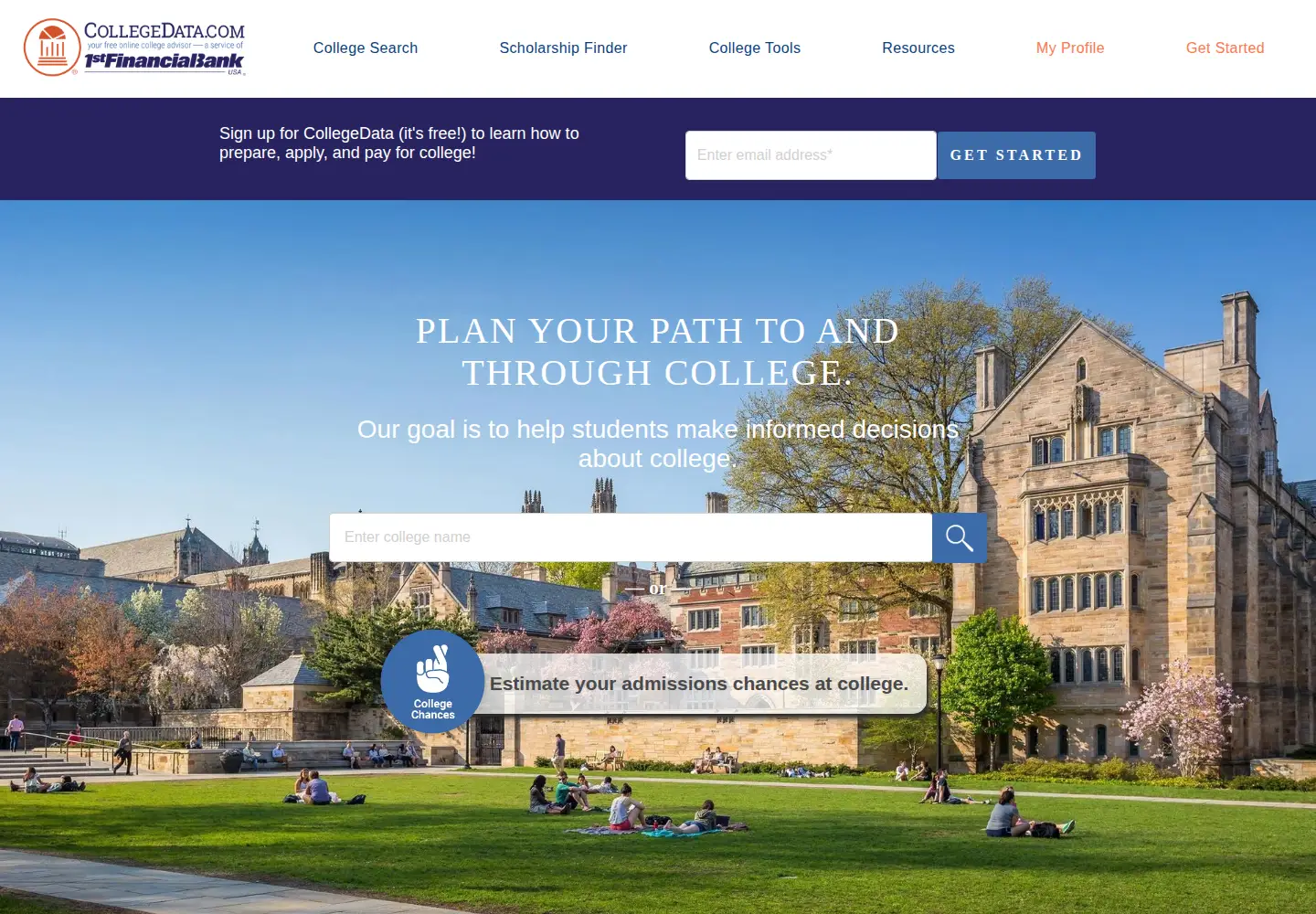 Screenshot of collegedata.com