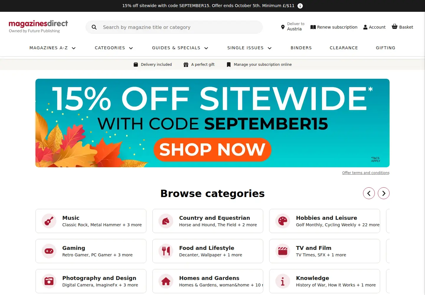 Captured homepage of magazinesdirect.com in the current scan