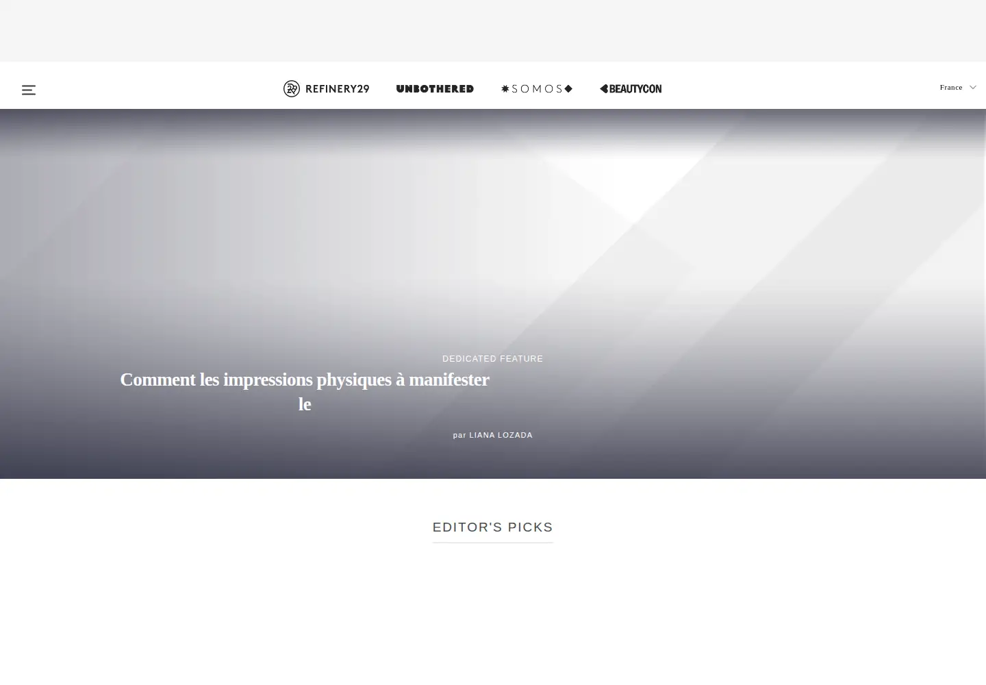 Captured homepage of refinery29.com in the current scan