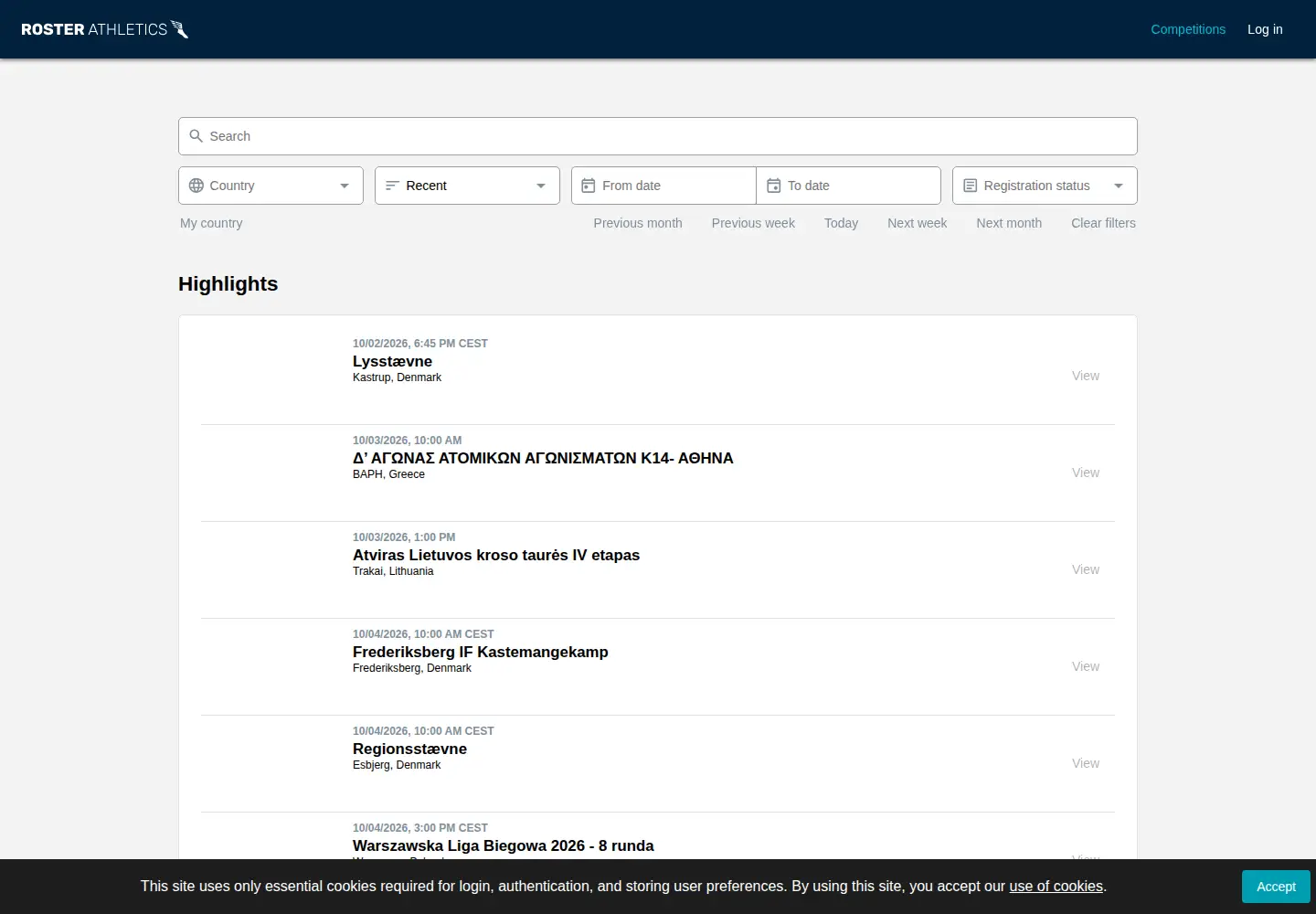 Screenshot of rosterathletics.com