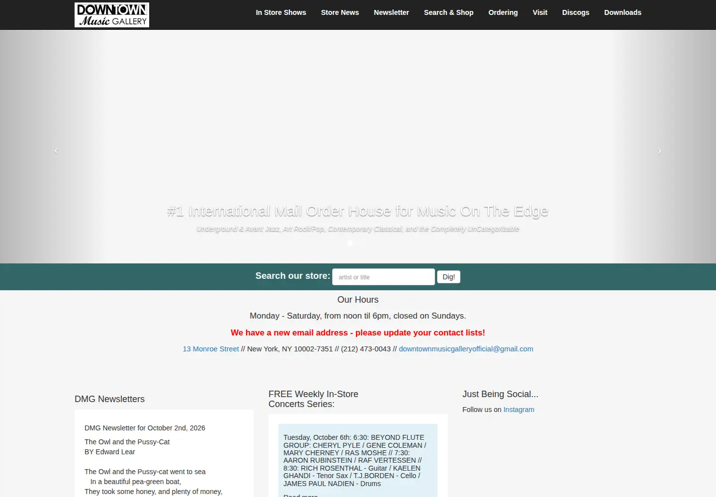 Screenshot of downtownmusicgallery.com