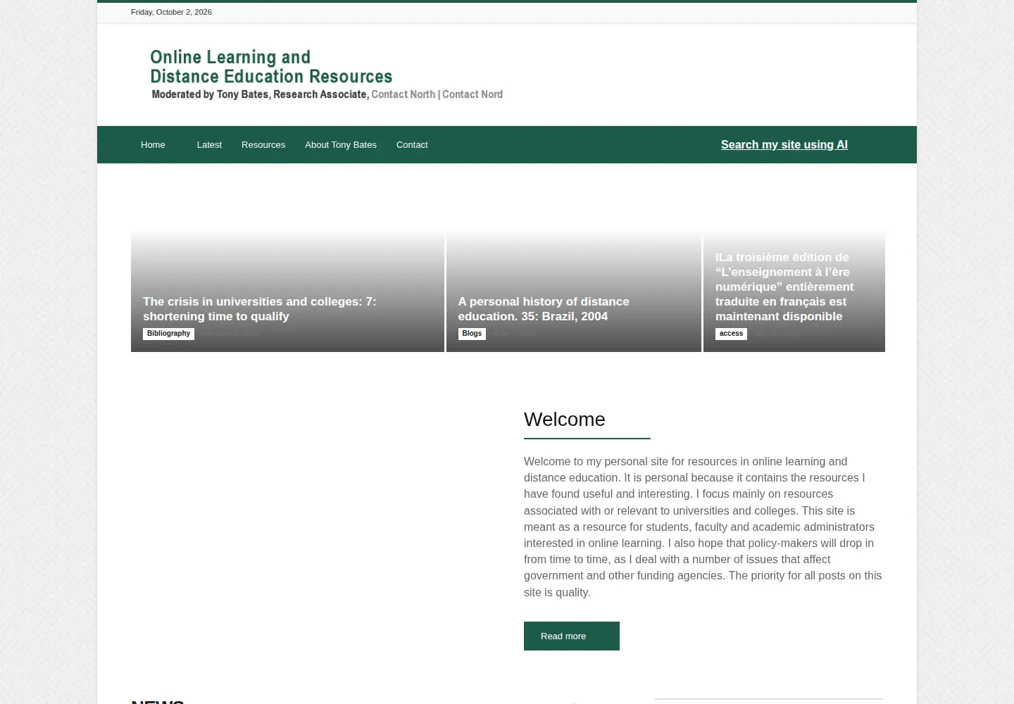 Screenshot of tonybates.ca