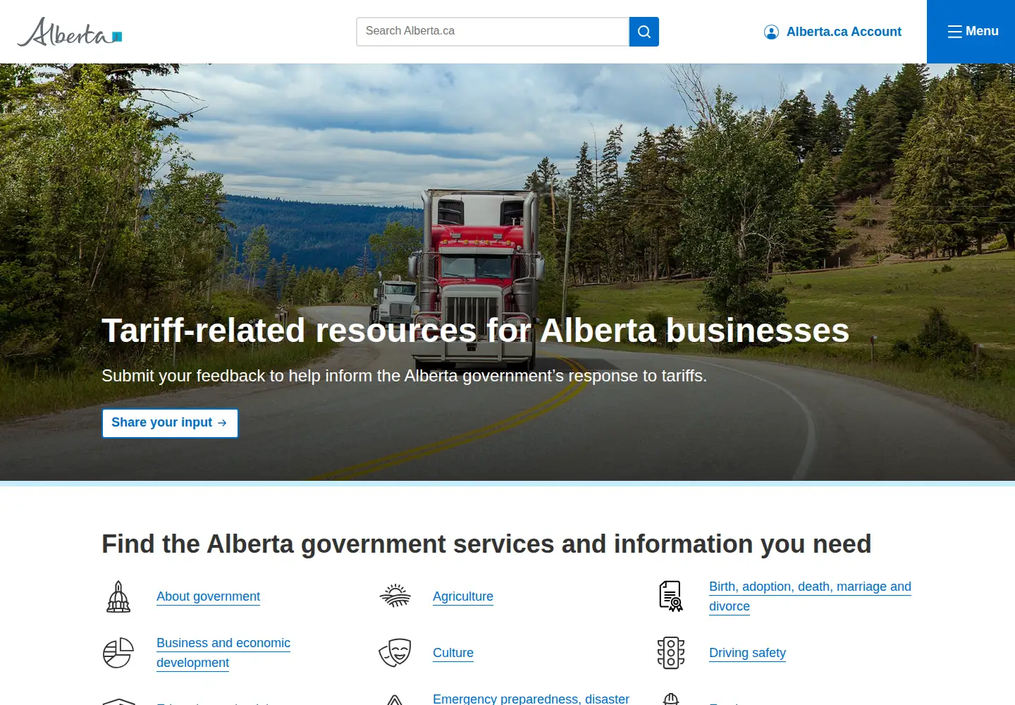 Screenshot of alberta.ca
