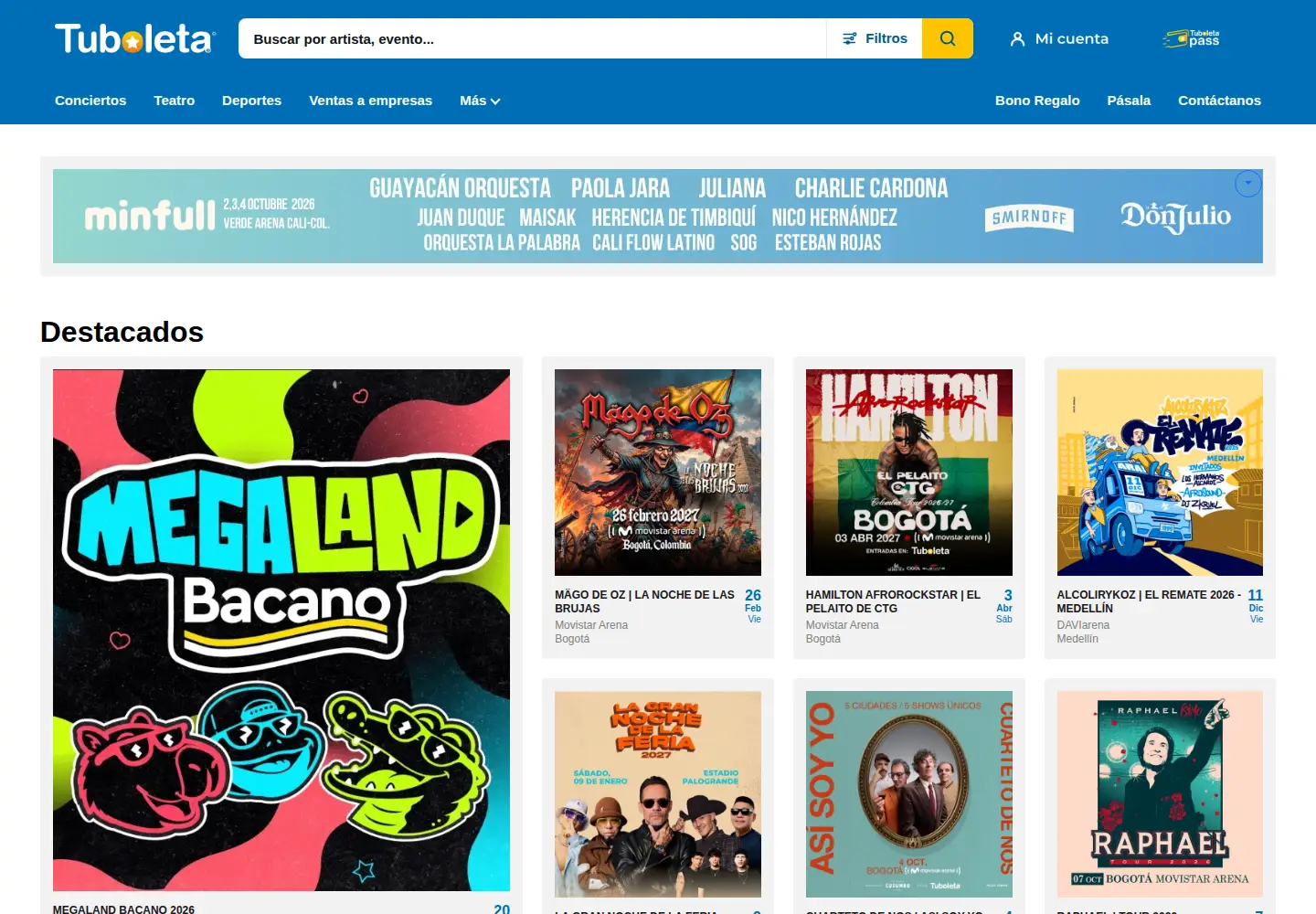 Screenshot of tuboleta.com