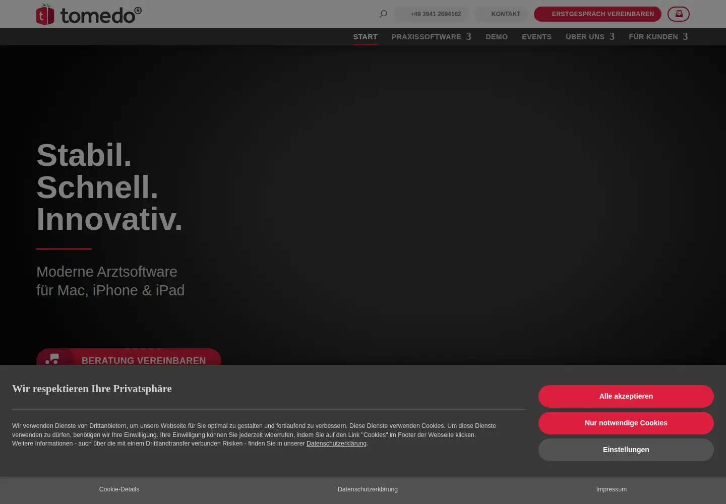 Screenshot of tomedo.de