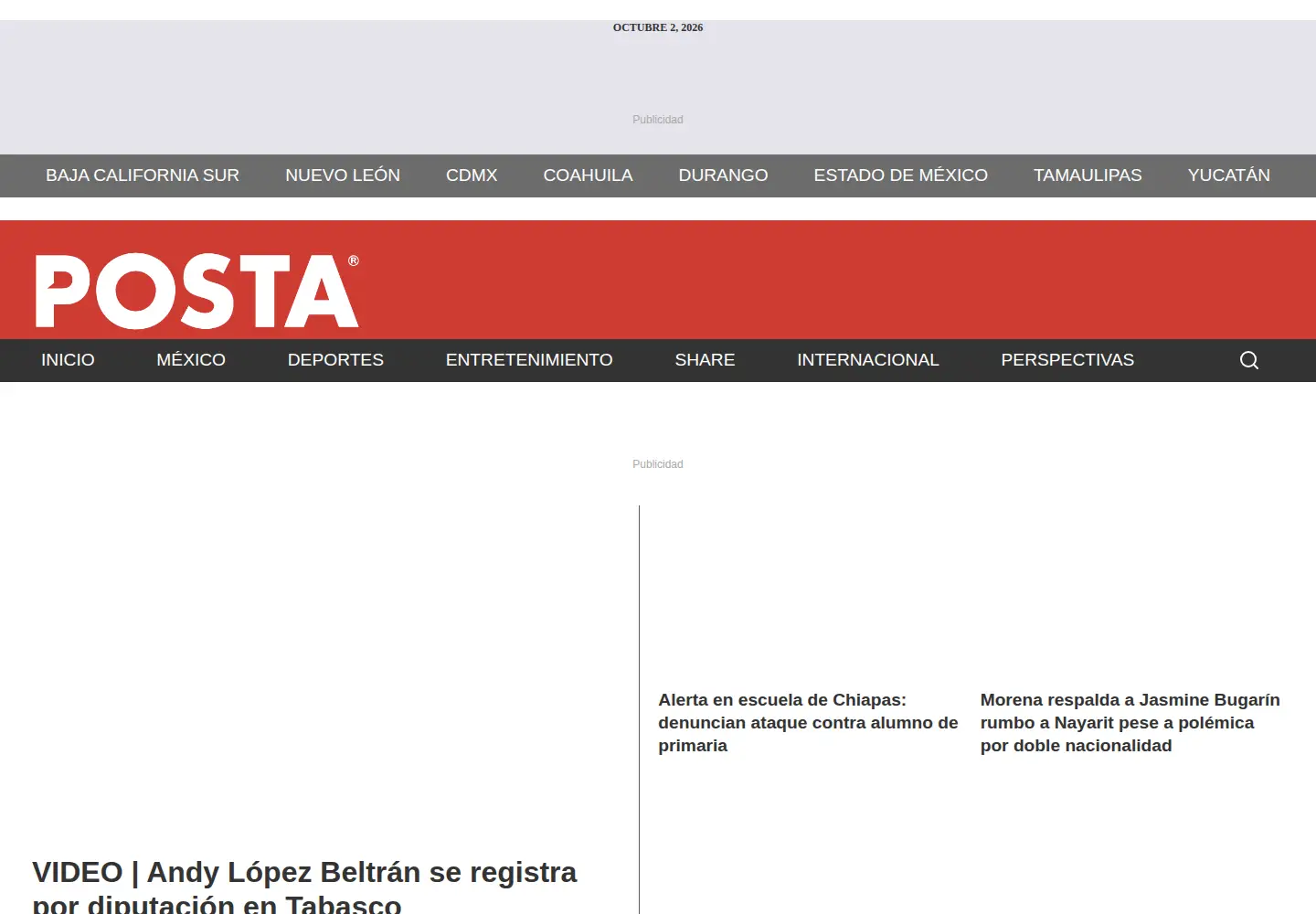 Screenshot of posta.com.mx