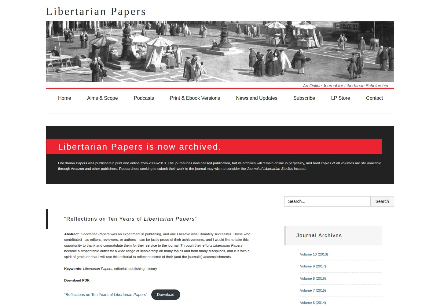 Screenshot of libertarianpapers.org