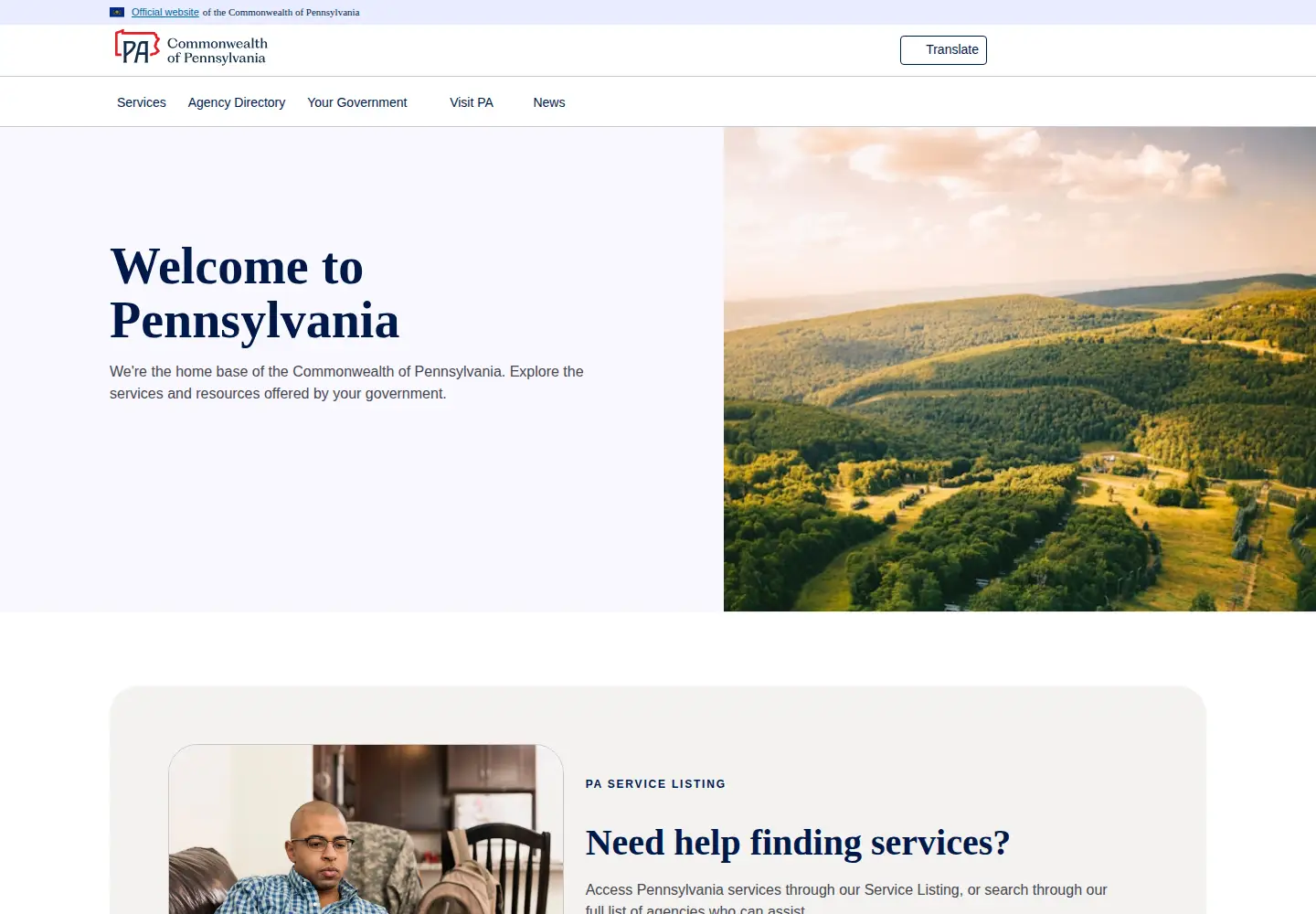 Screenshot of pa.gov