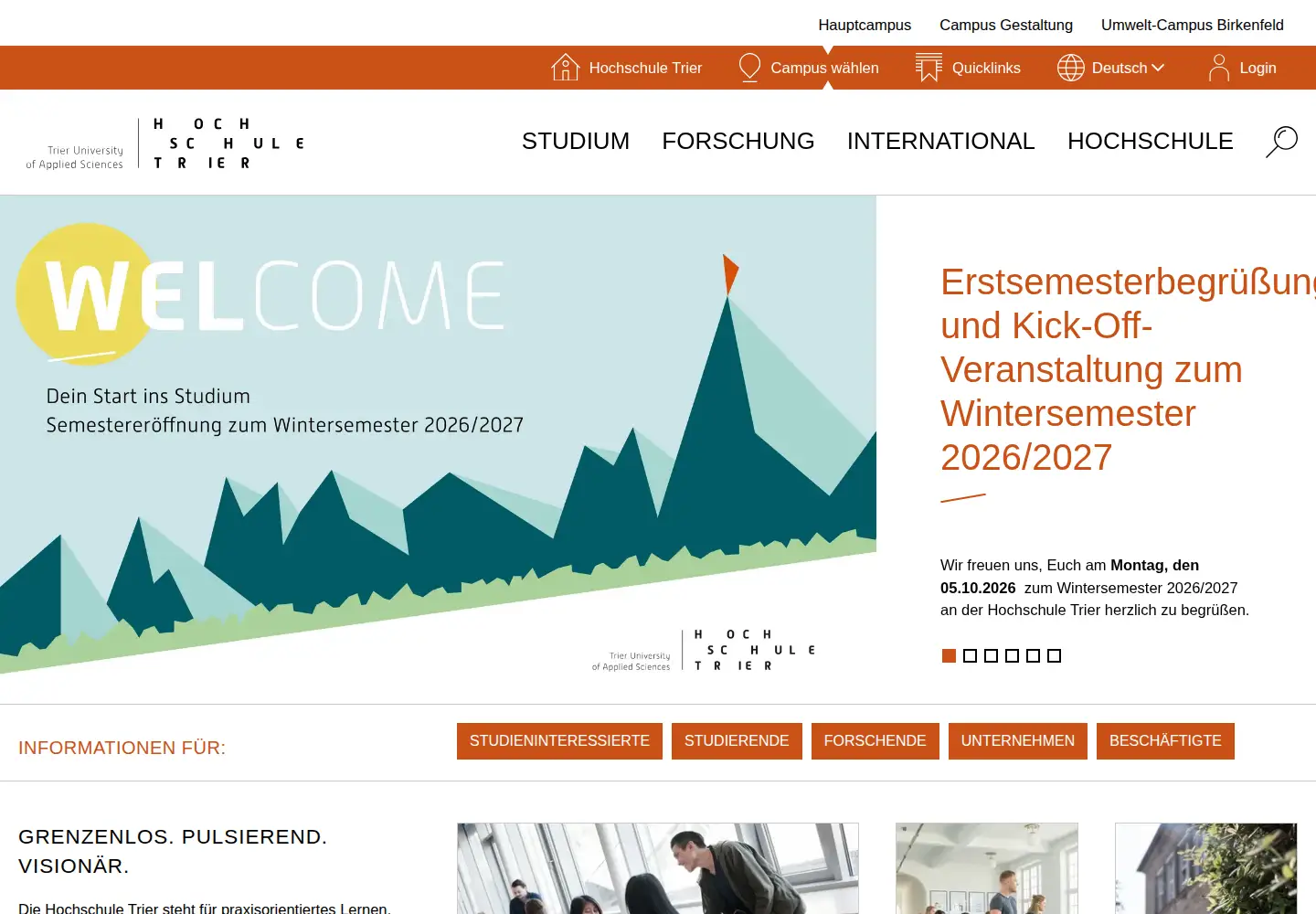 Screenshot of hochschule-trier.de