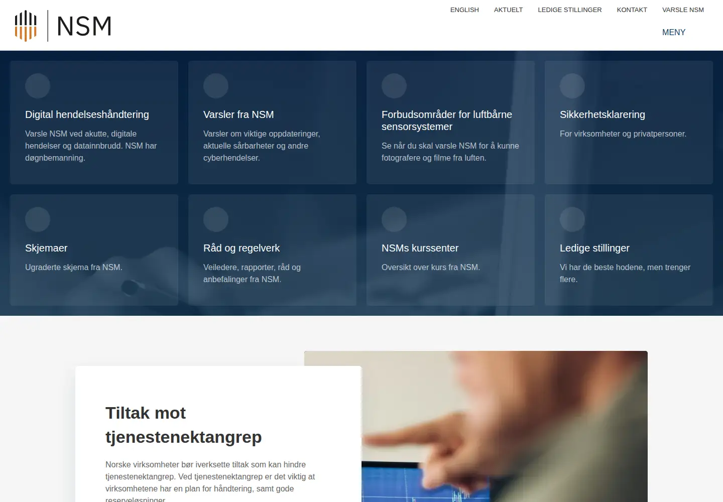 Screenshot of nsm.no