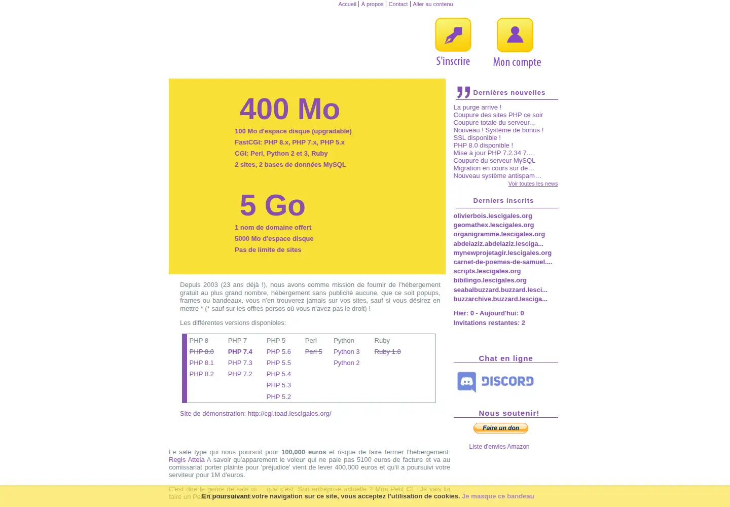 Screenshot of lescigales.org