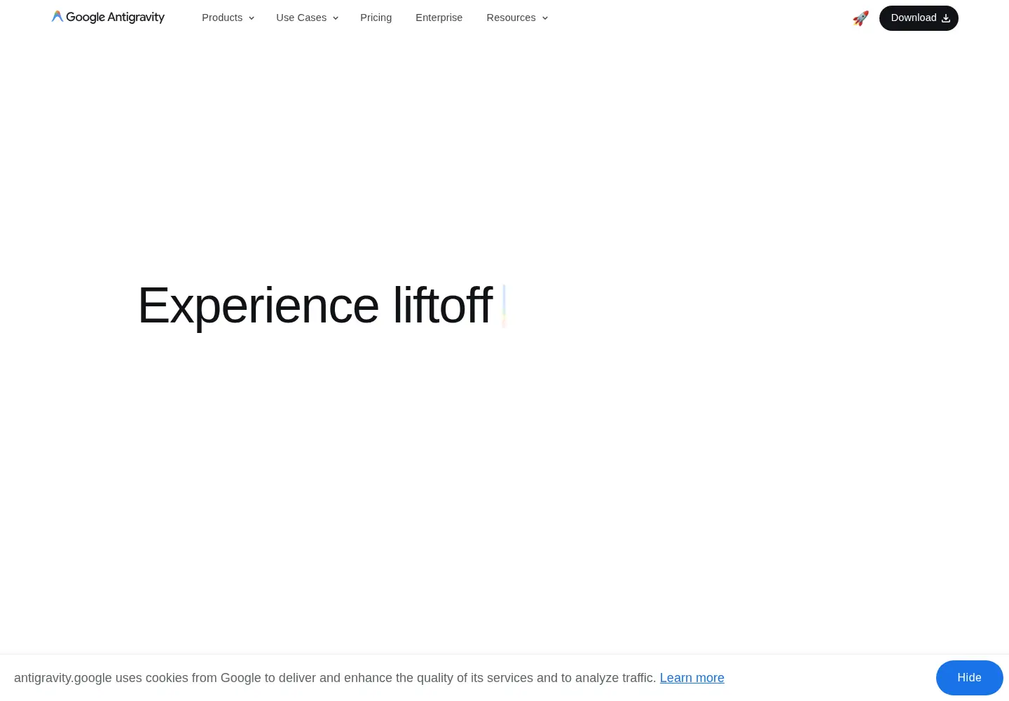 Screenshot of antigravity.google