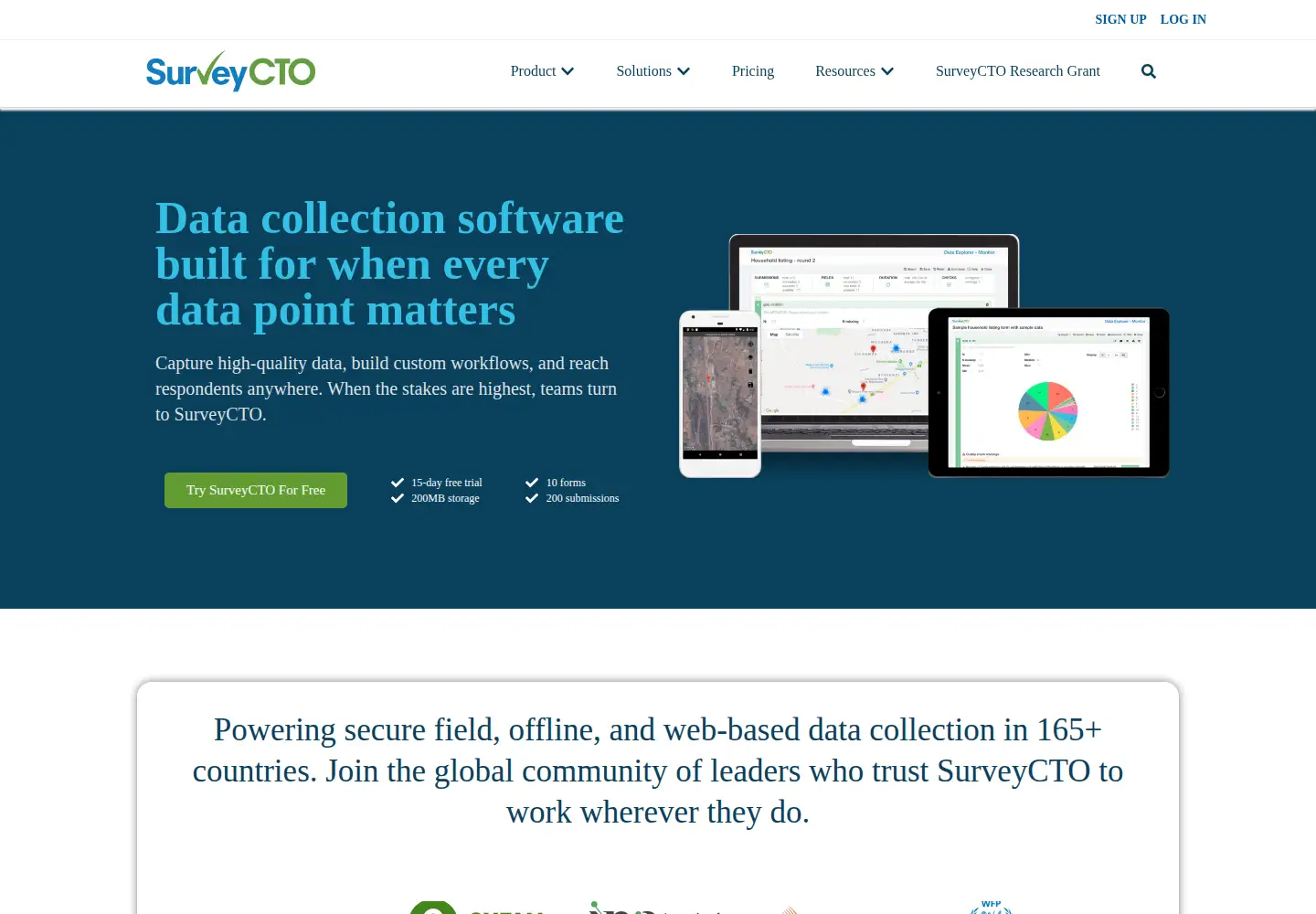 Screenshot of surveycto.com
