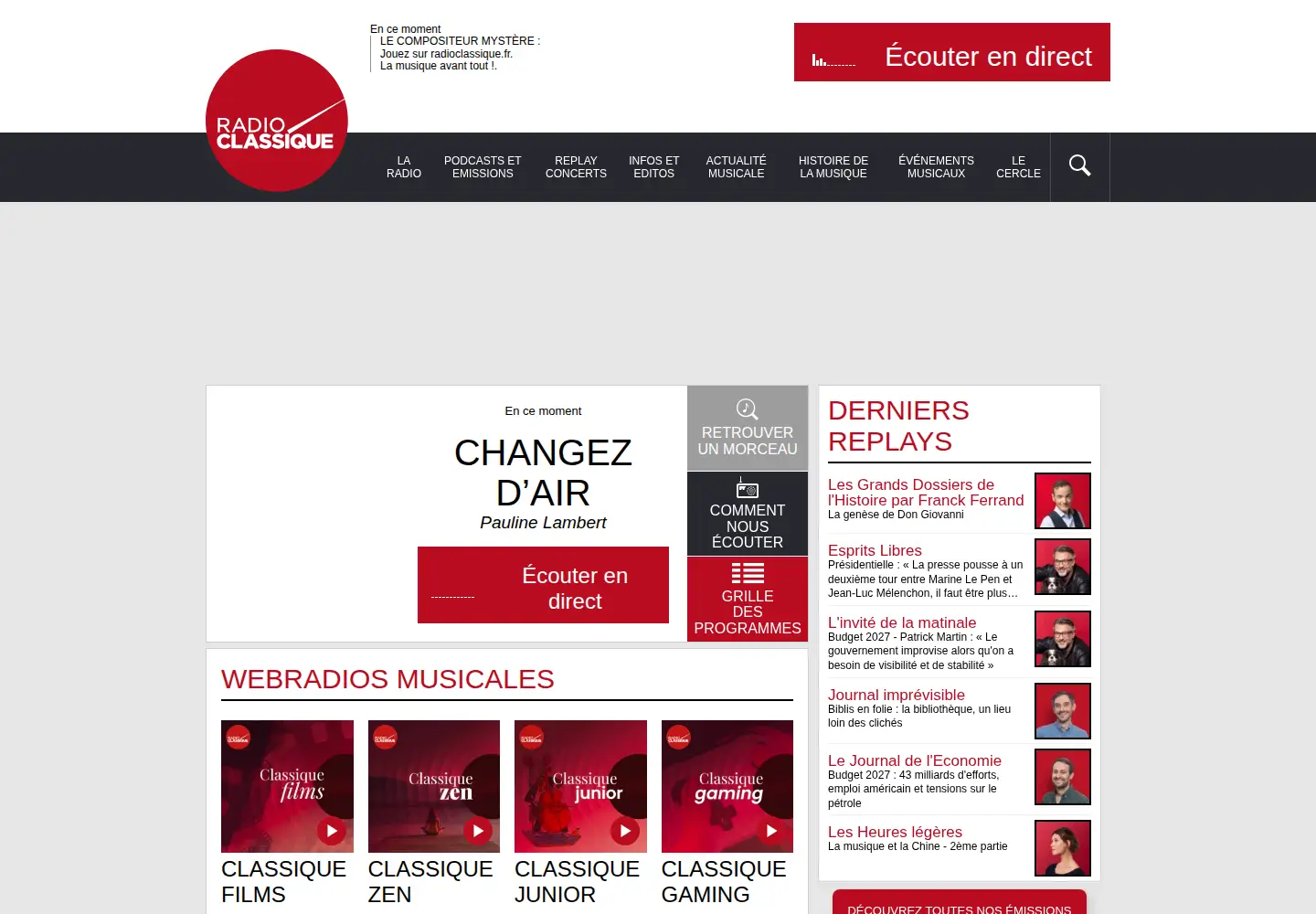 Screenshot of radioclassique.fr