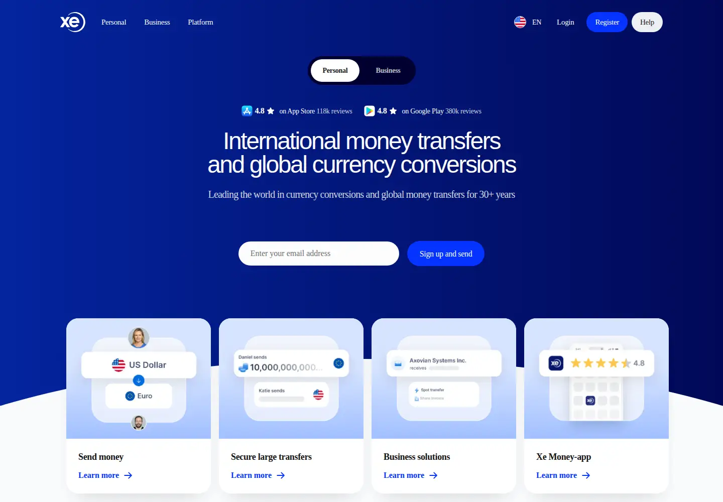 Screenshot of xe.com