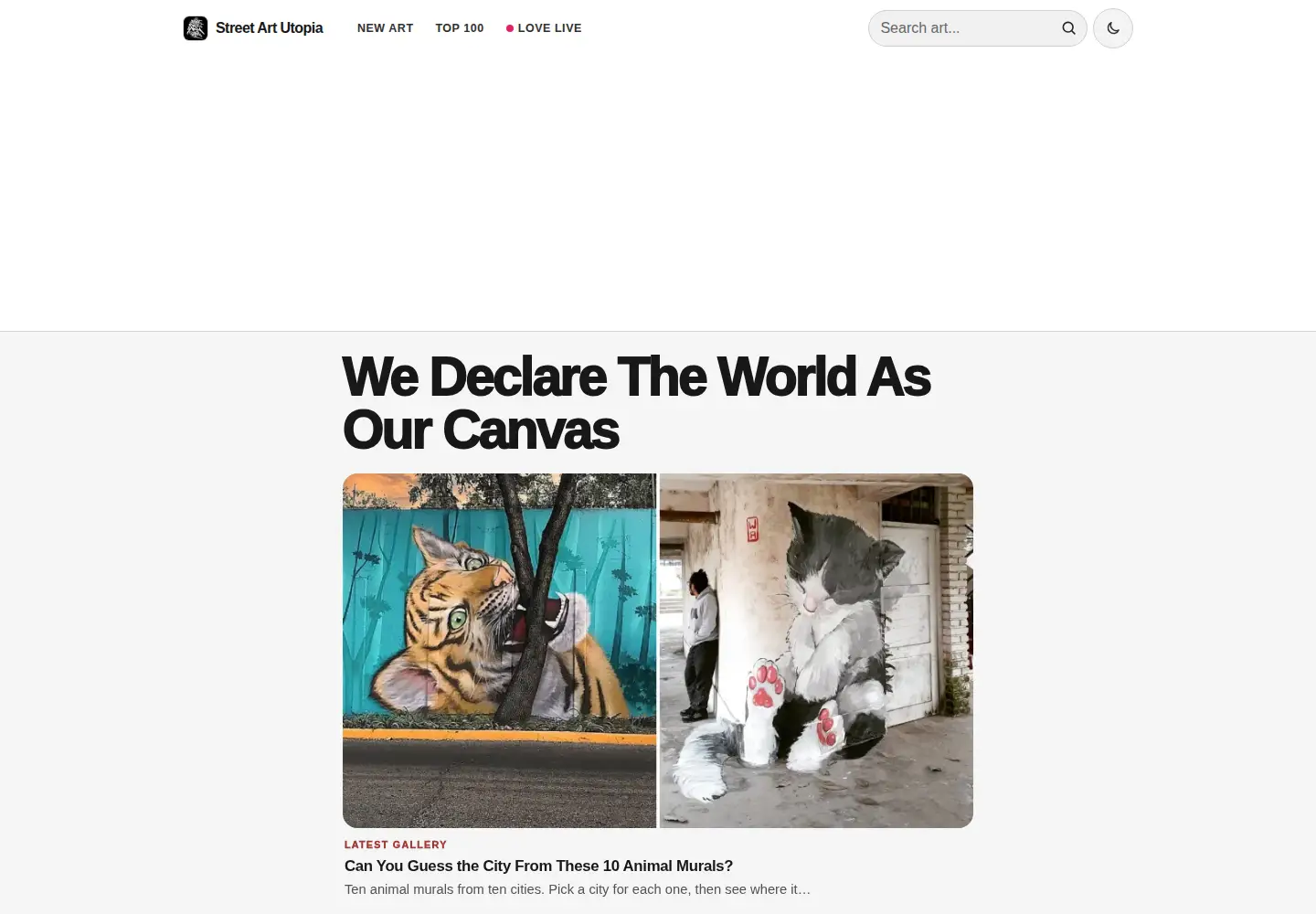 Screenshot of streetartutopia.com