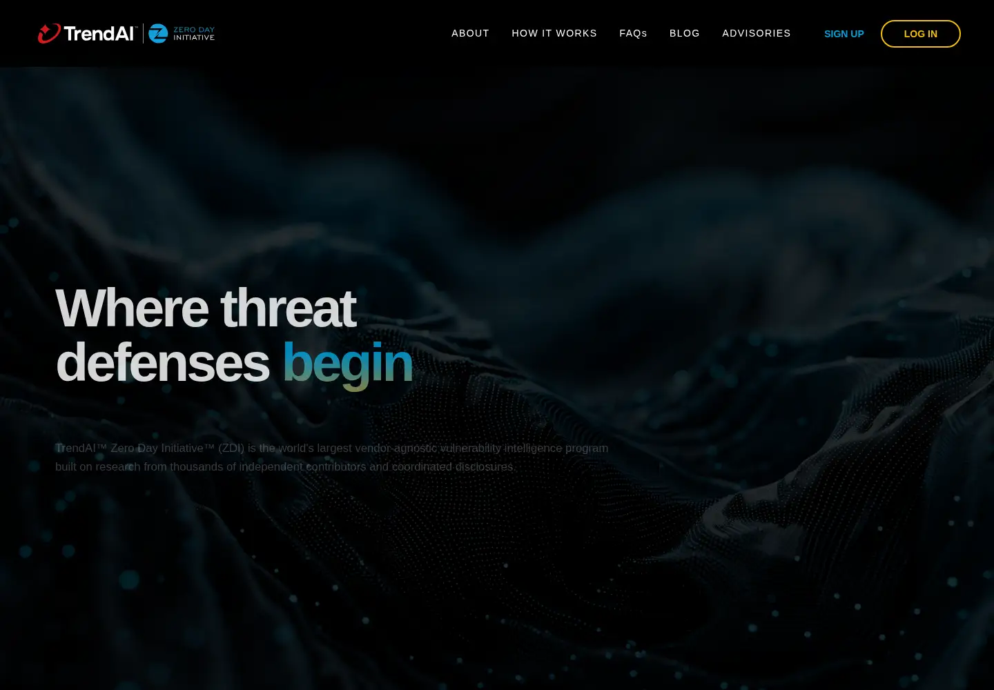 Screenshot of zerodayinitiative.com