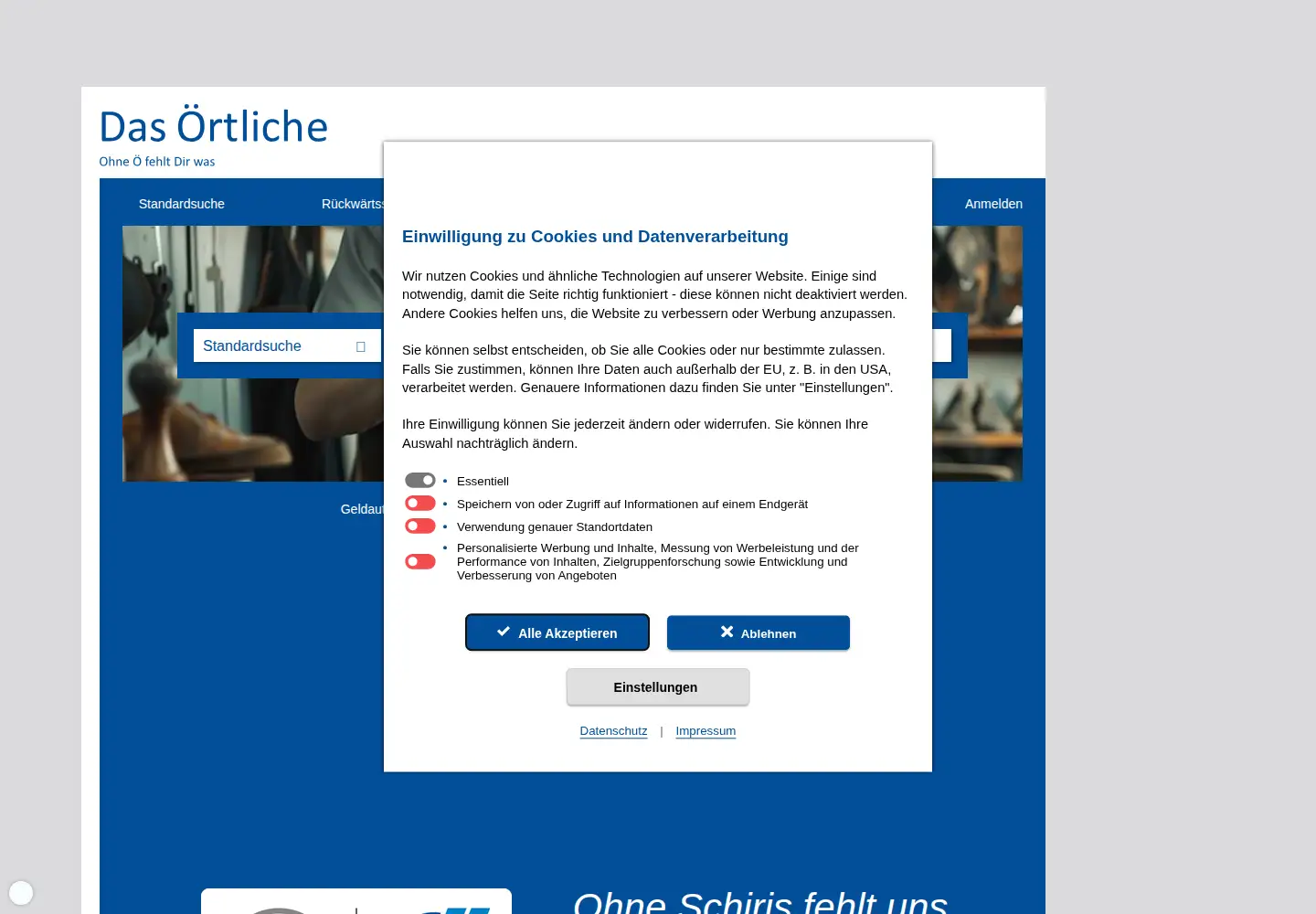 Screenshot of dasoertliche.de