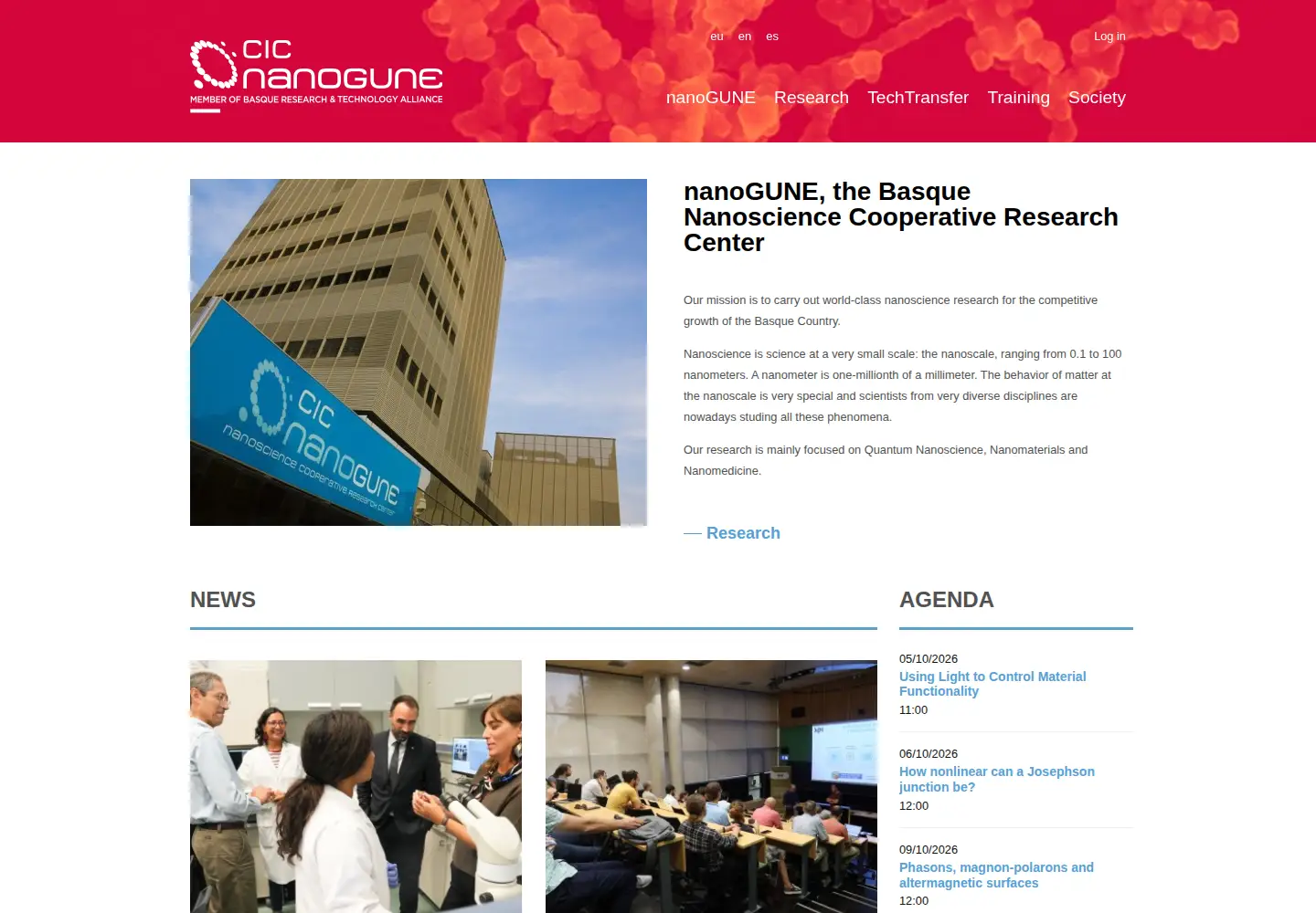 Screenshot of nanogune.eu