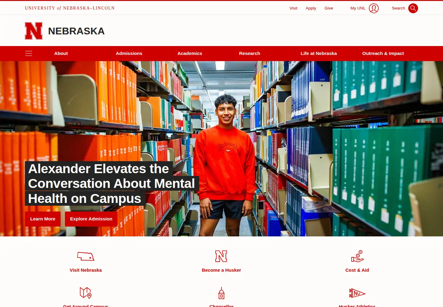 Screenshot of unl.edu