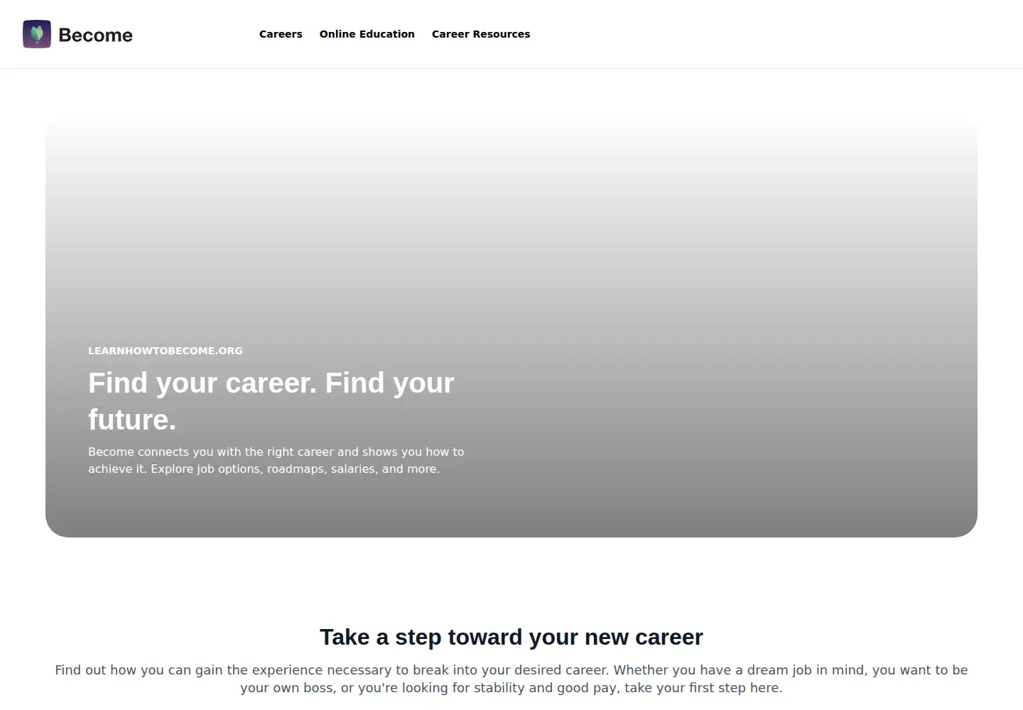 Screenshot of learnhowtobecome.org