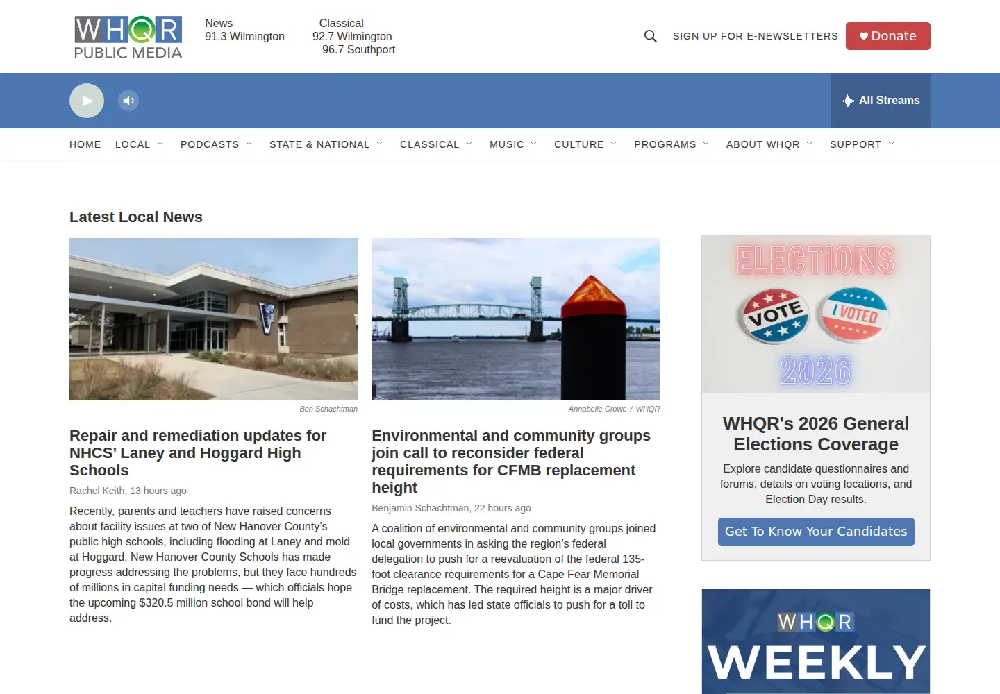 Screenshot of whqr.org