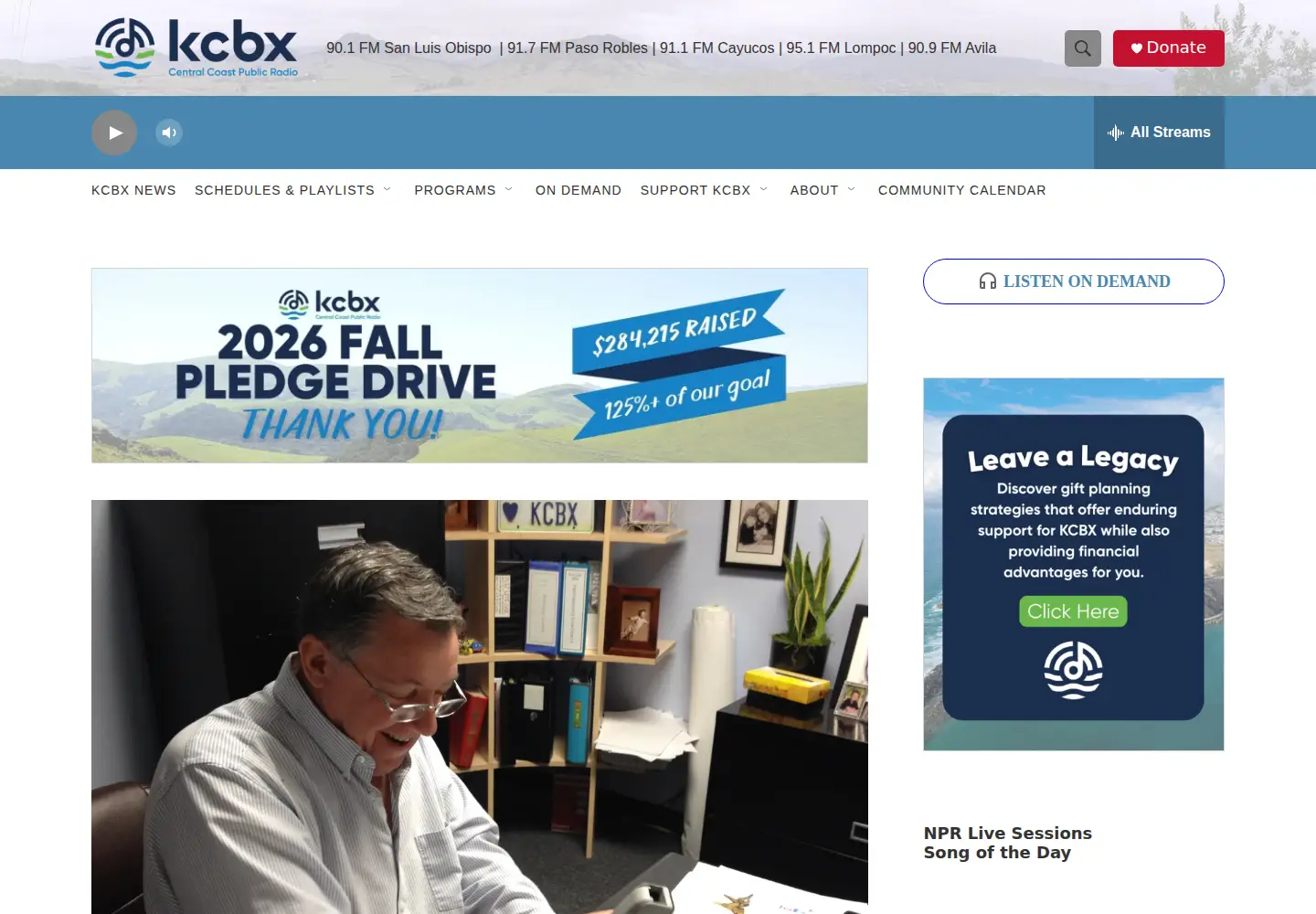 Screenshot of kcbx.org