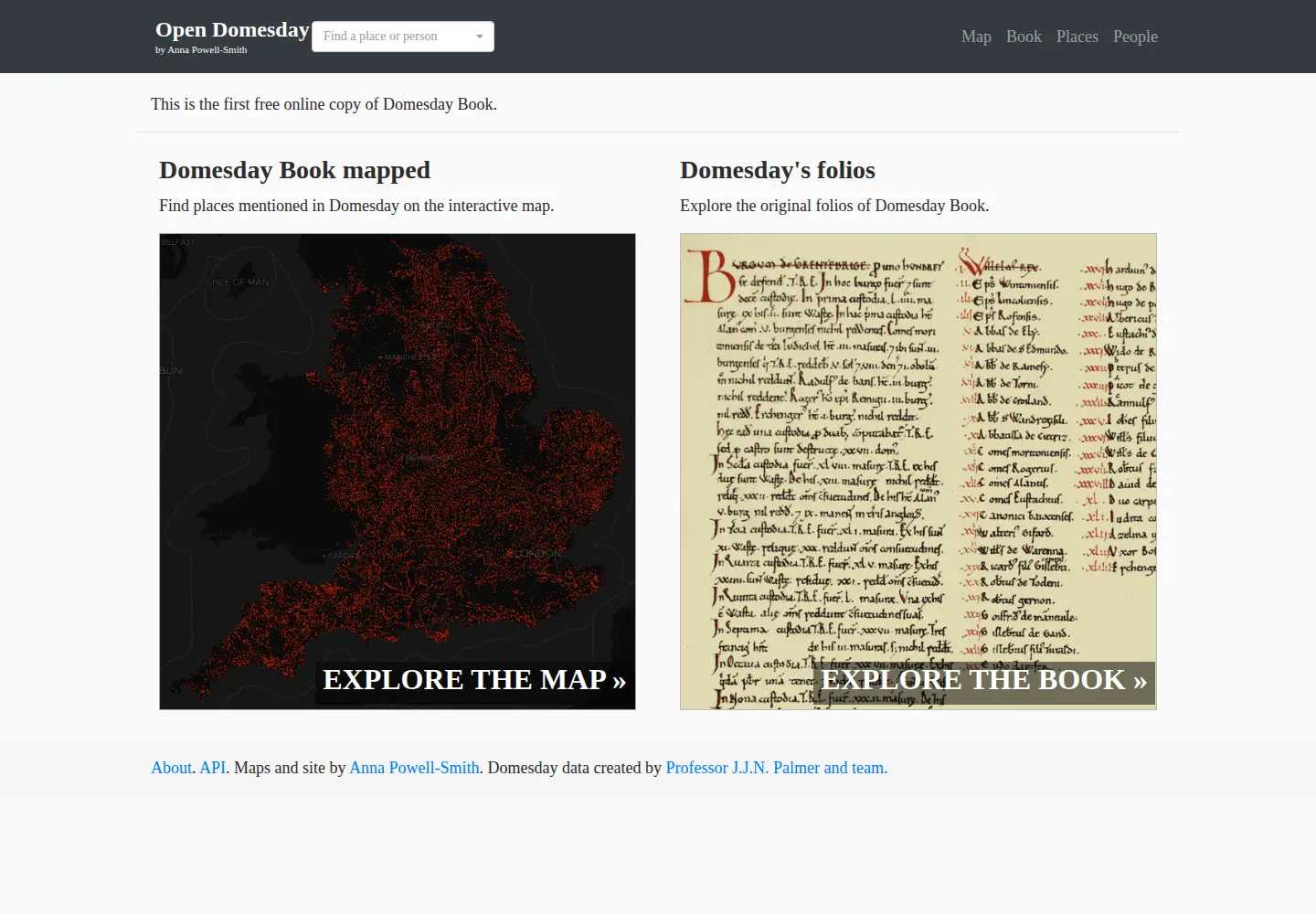 Screenshot of opendomesday.org
