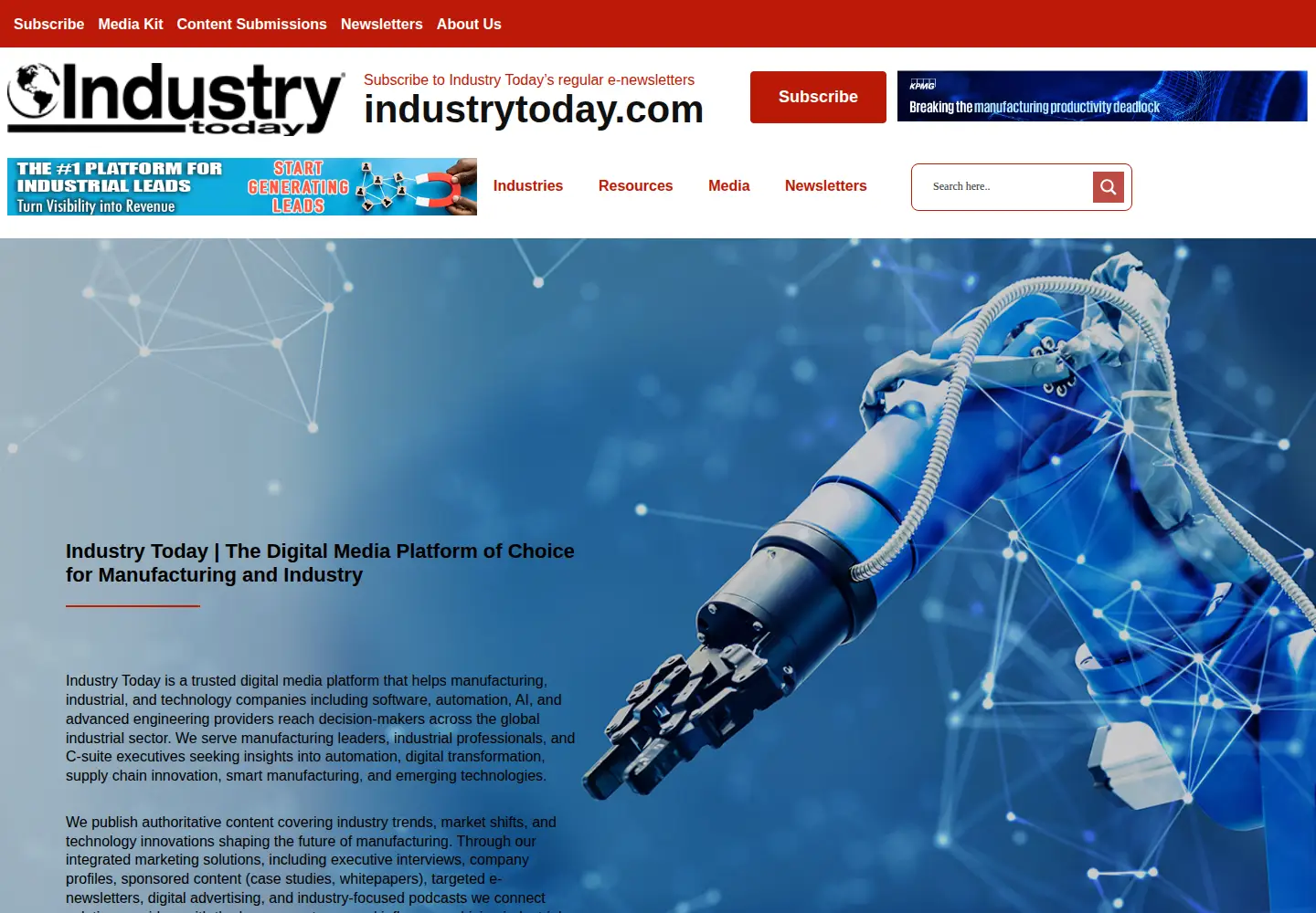 Screenshot of industrytoday.com