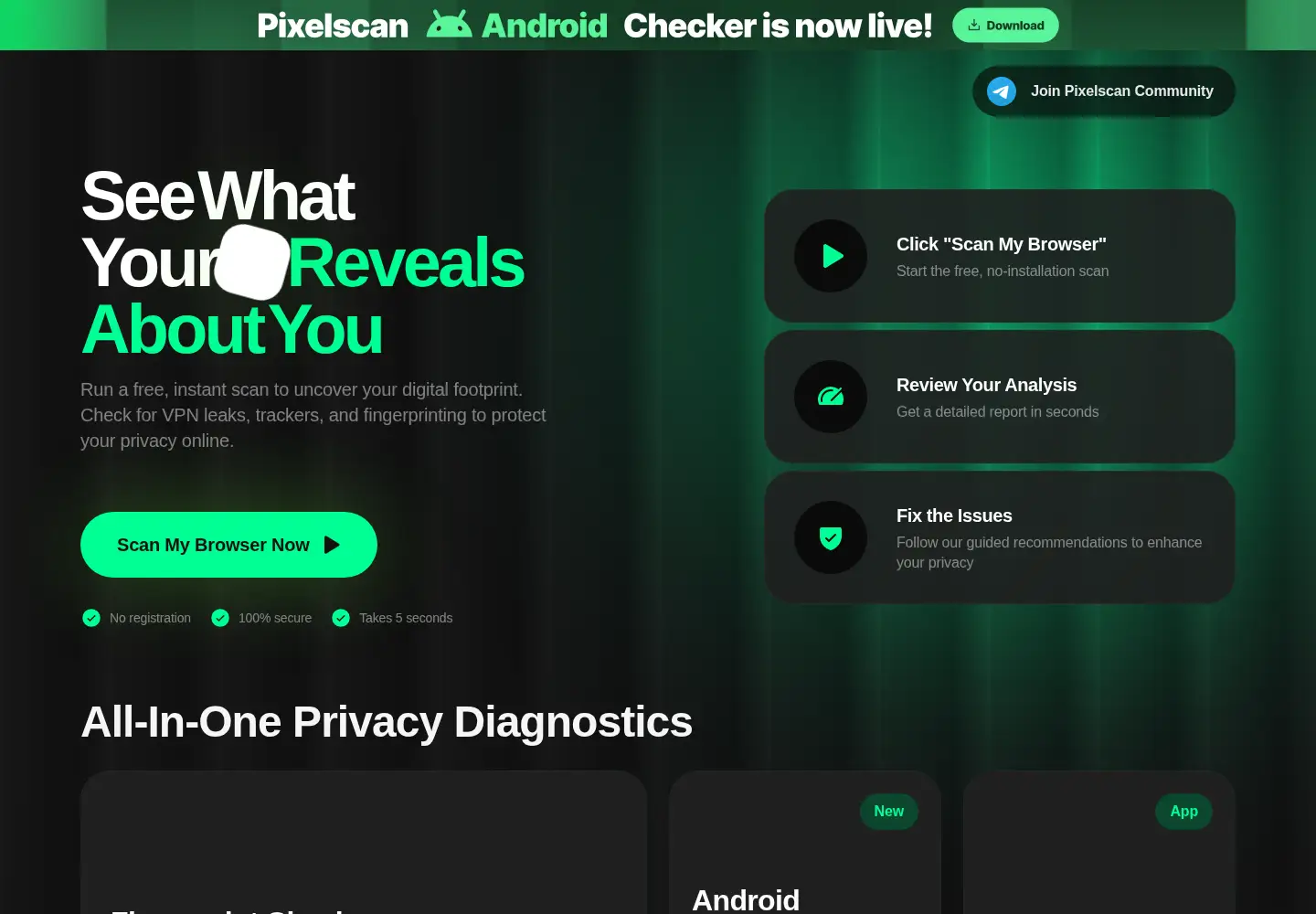 Screenshot of pixelscan.net