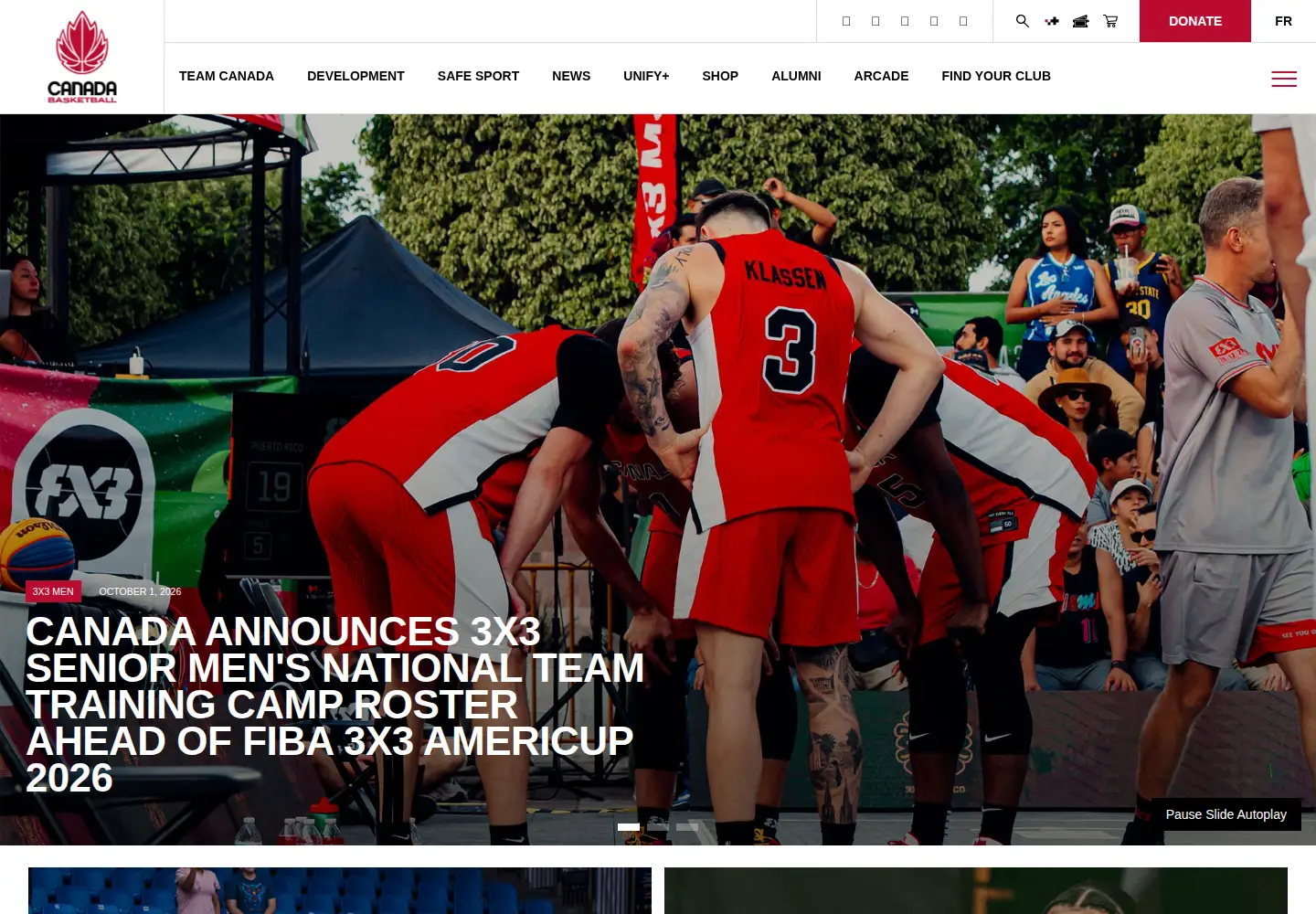 Screenshot of basketball.ca