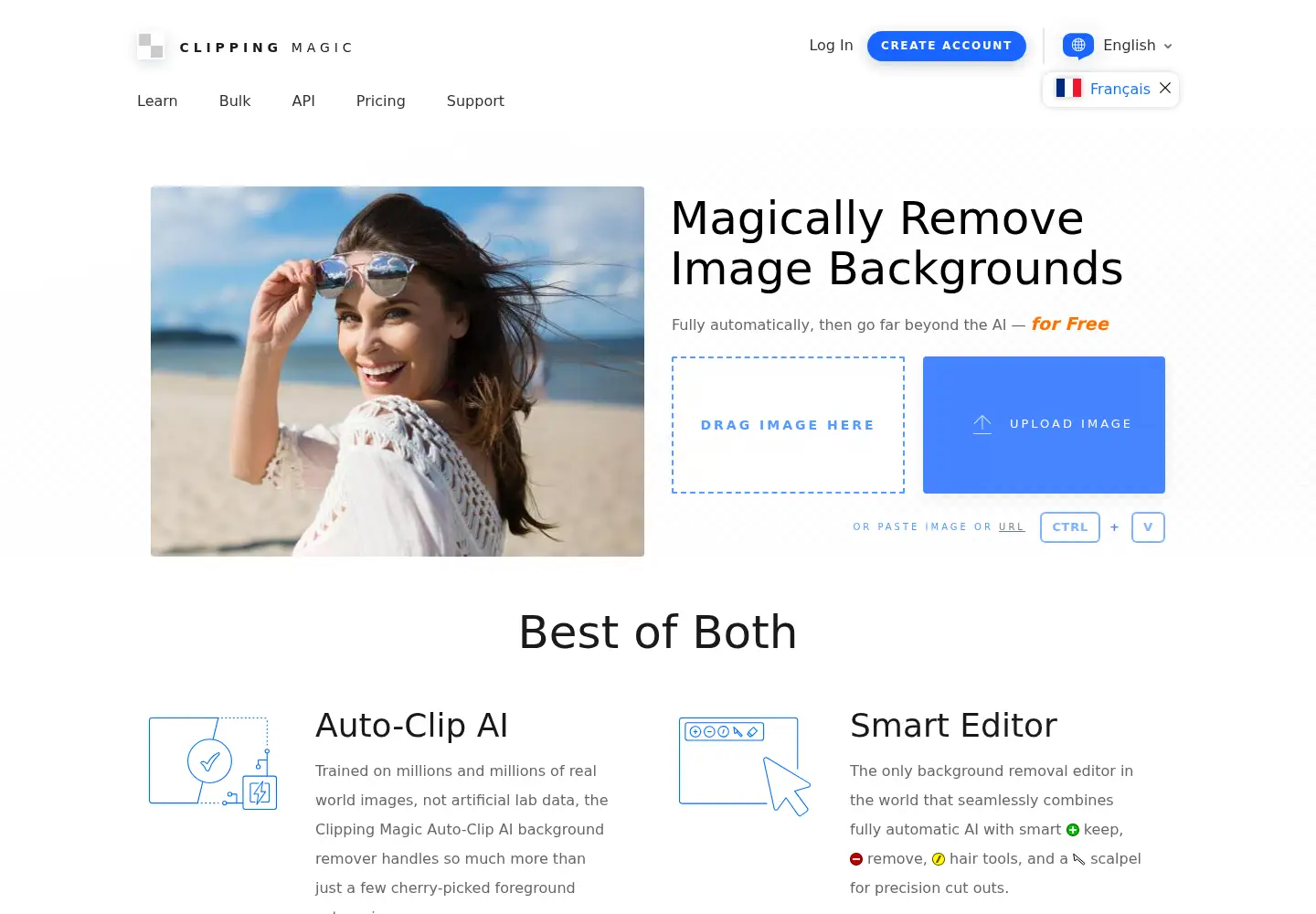 Screenshot of clippingmagic.com