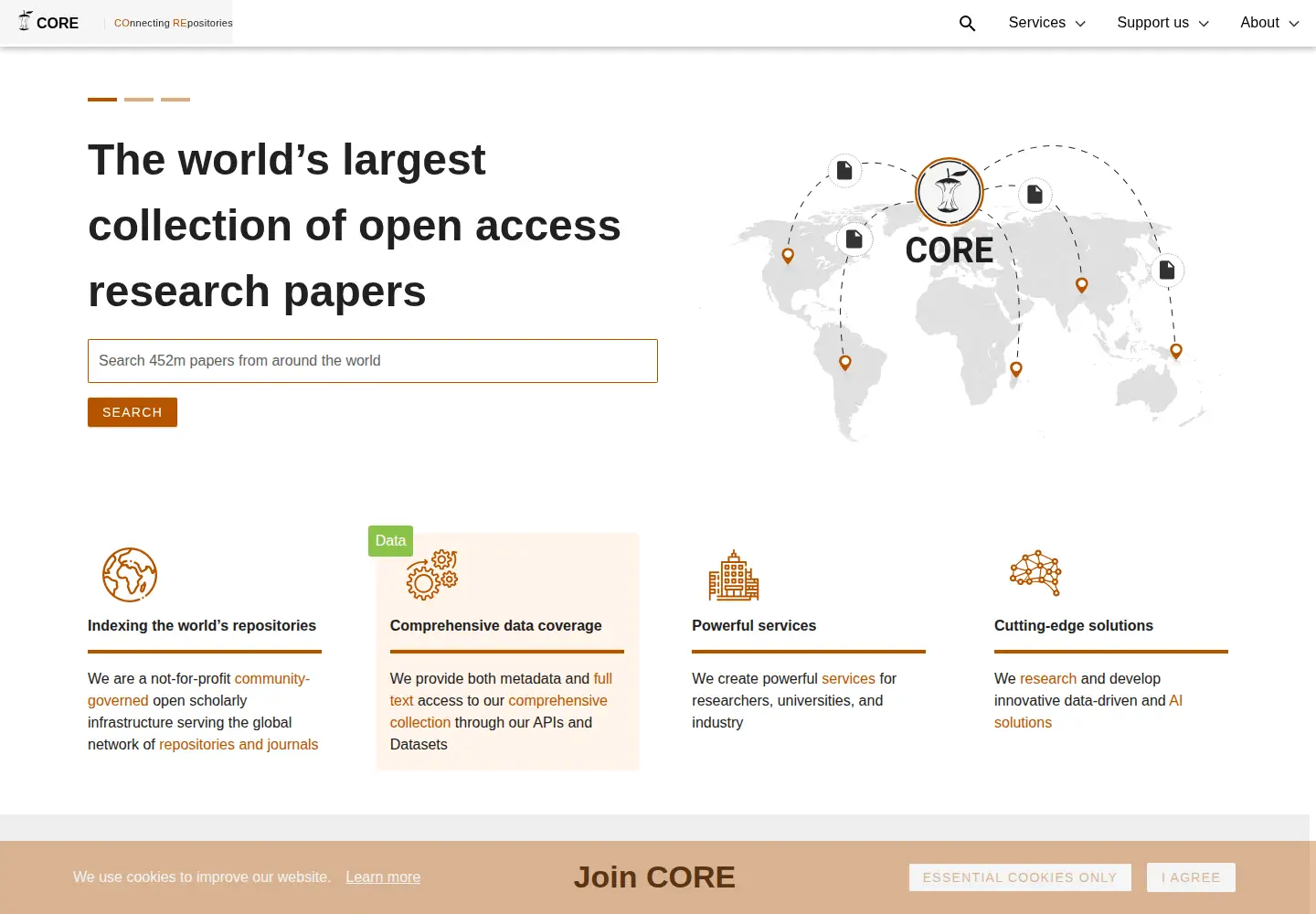 Screenshot of core.ac.uk